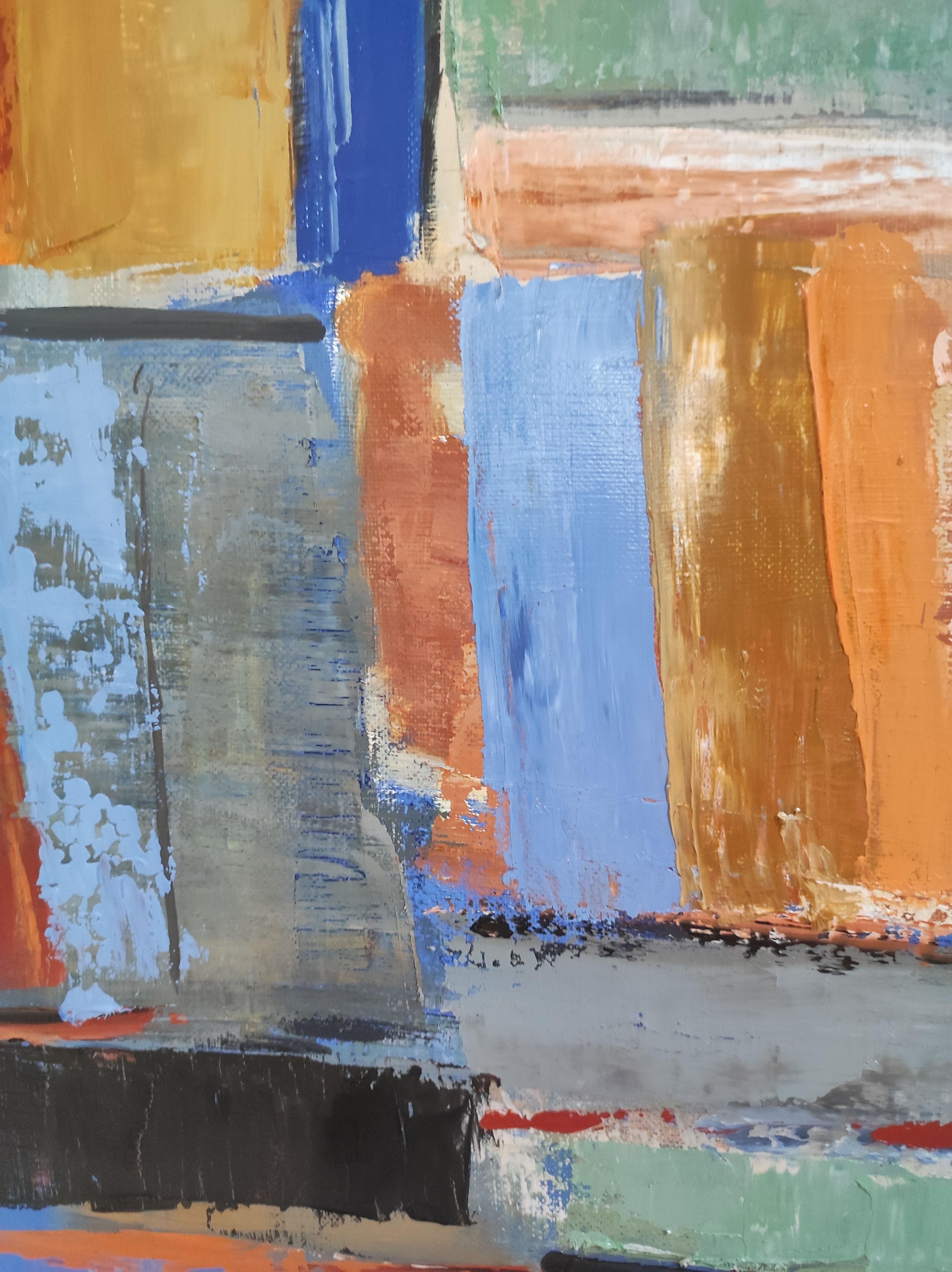 Harmony/2, Colored Abstract, Books, Oil on canvas, Expressionism, Geometric For Sale 4