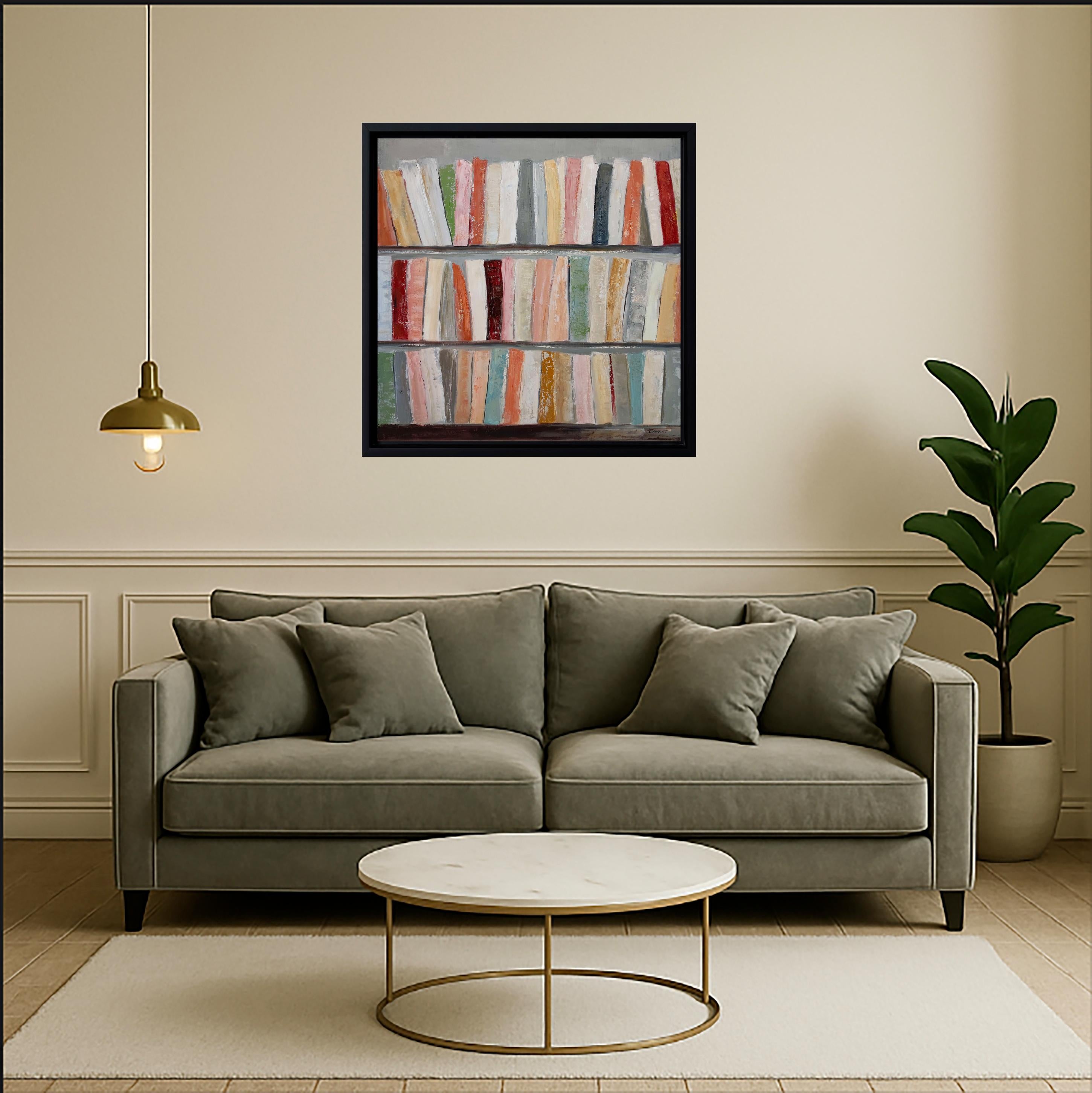 Histoire sans fin, Expresionista Abstracto, Libros de Colores, Biblioteca, Francés Rosa - Painting Expresionismo abstracto de SOPHIE DUMONT