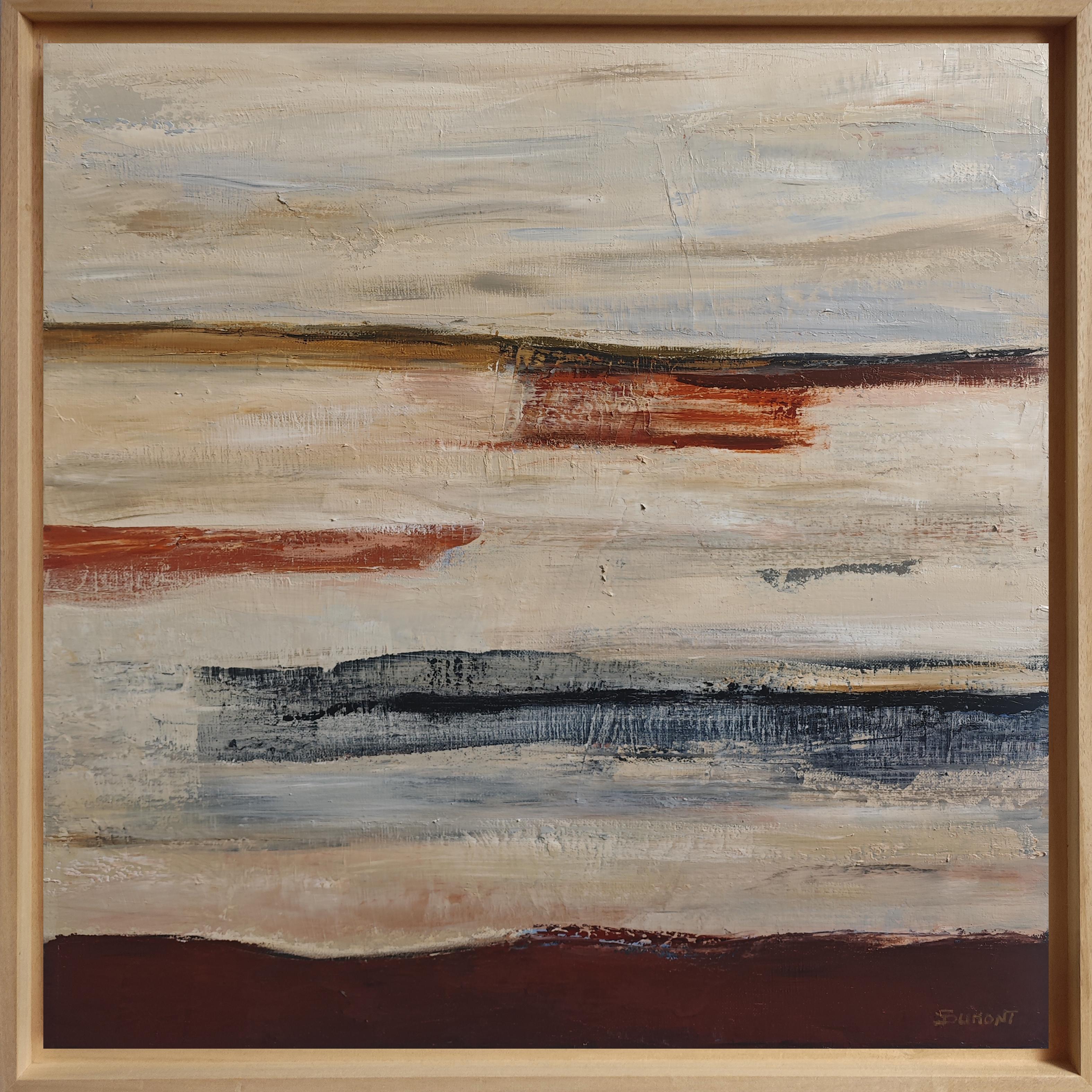 Horizon enfoui, Contemporary Abstract Landscape Painting in Earthy tones