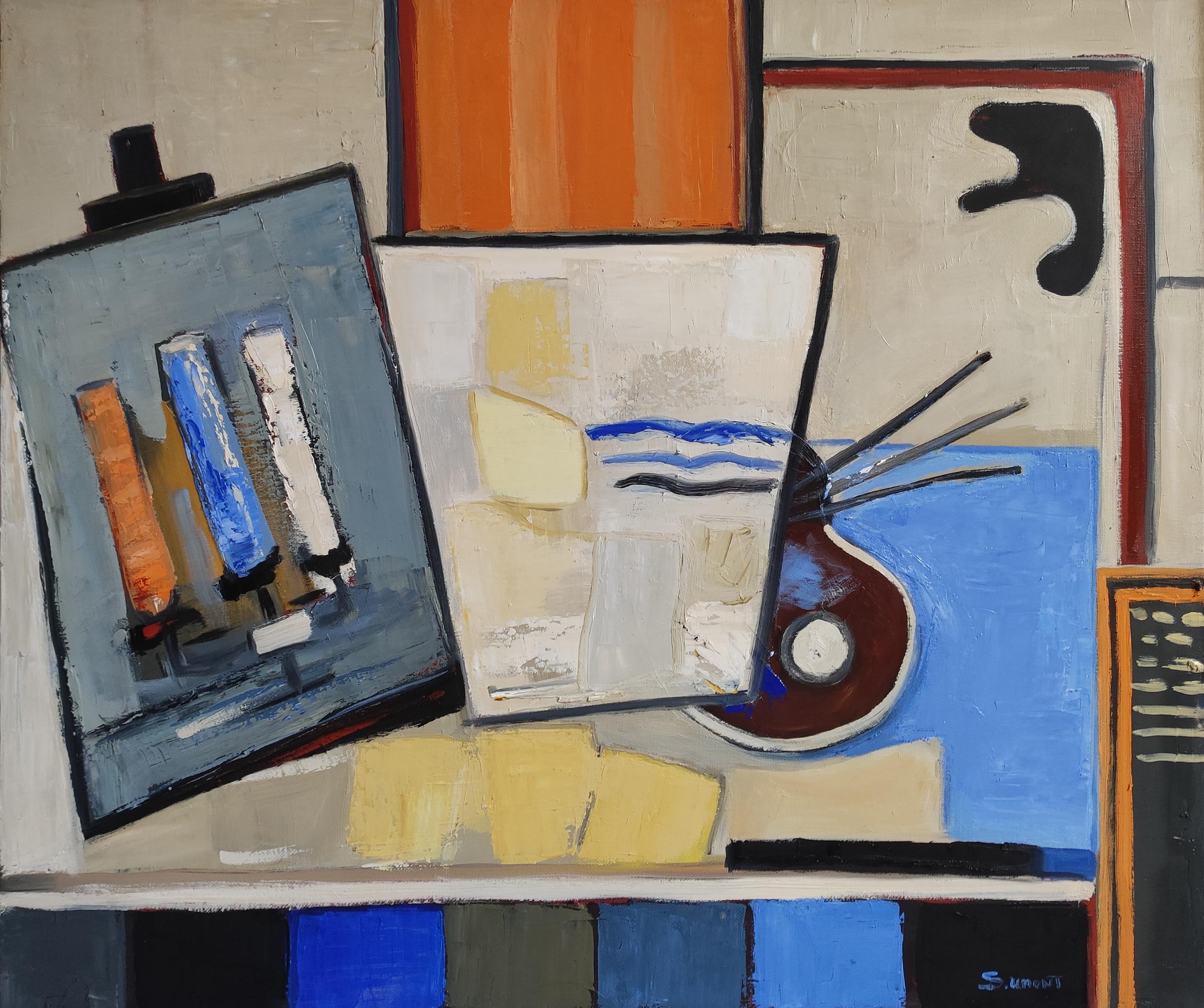 Im Studio, Komposition, Abstrakt, Geometrisch, Contemporary, Kubismus, Französisch im Angebot 3