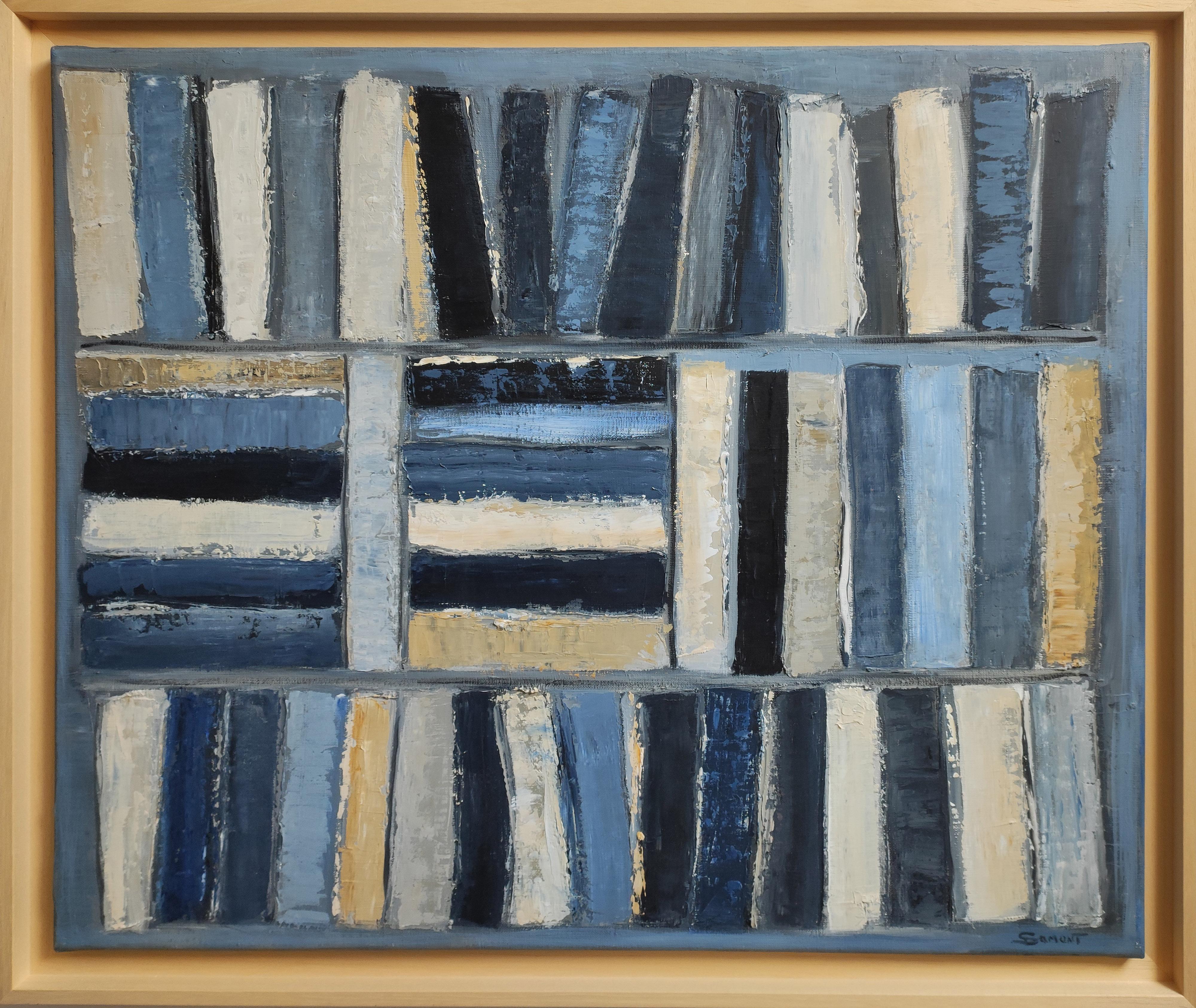 Inner Order: Abstract Expressionism Oil Painting, Geometric, Library
