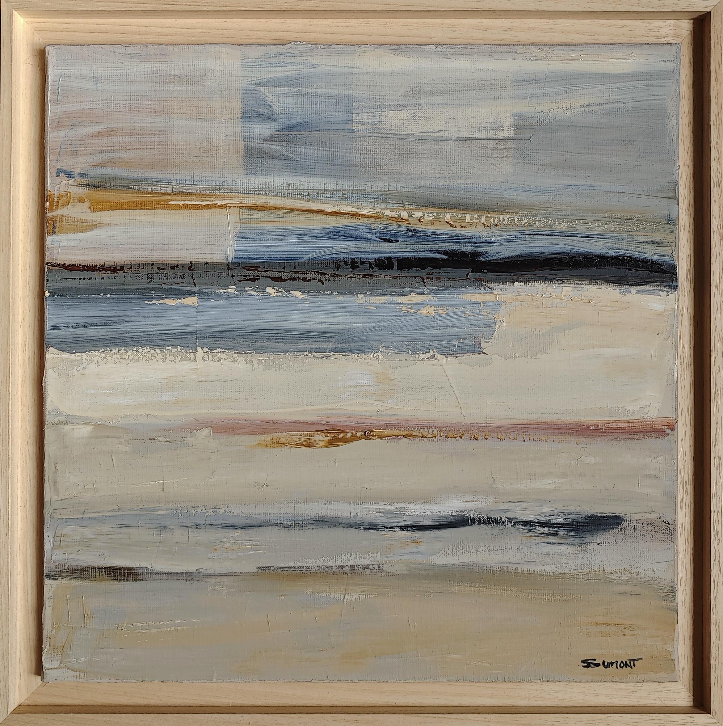 Abstract Painting di SOPHIE DUMONT - Instant suspendu Paesaggio astratto, mare, spiaggia, contemporaneo moderno francese