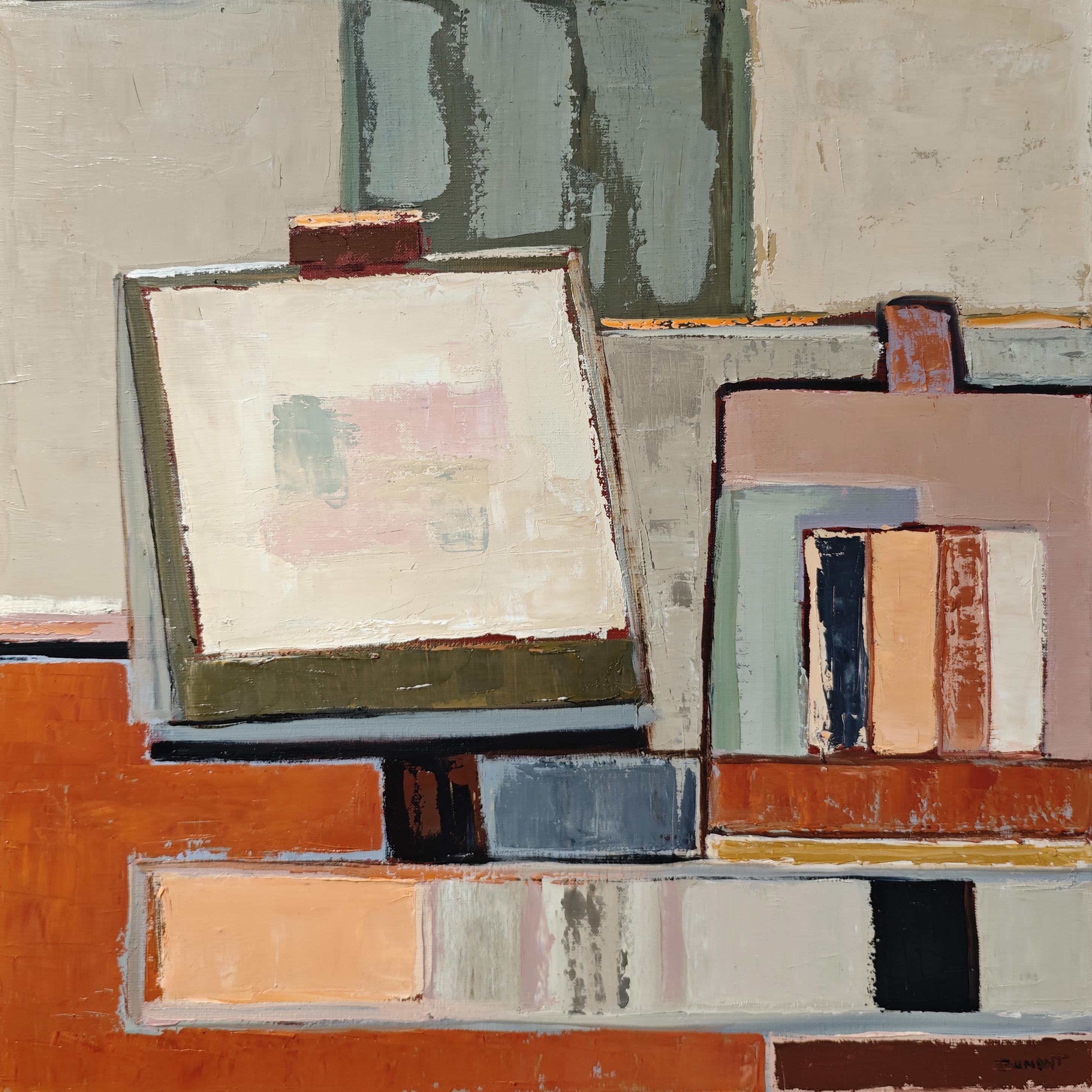 Interior Architecture - Modern Abstract Landscape paint – Original Oil on Canvas - Abstract Geometric Painting by SOPHIE DUMONT