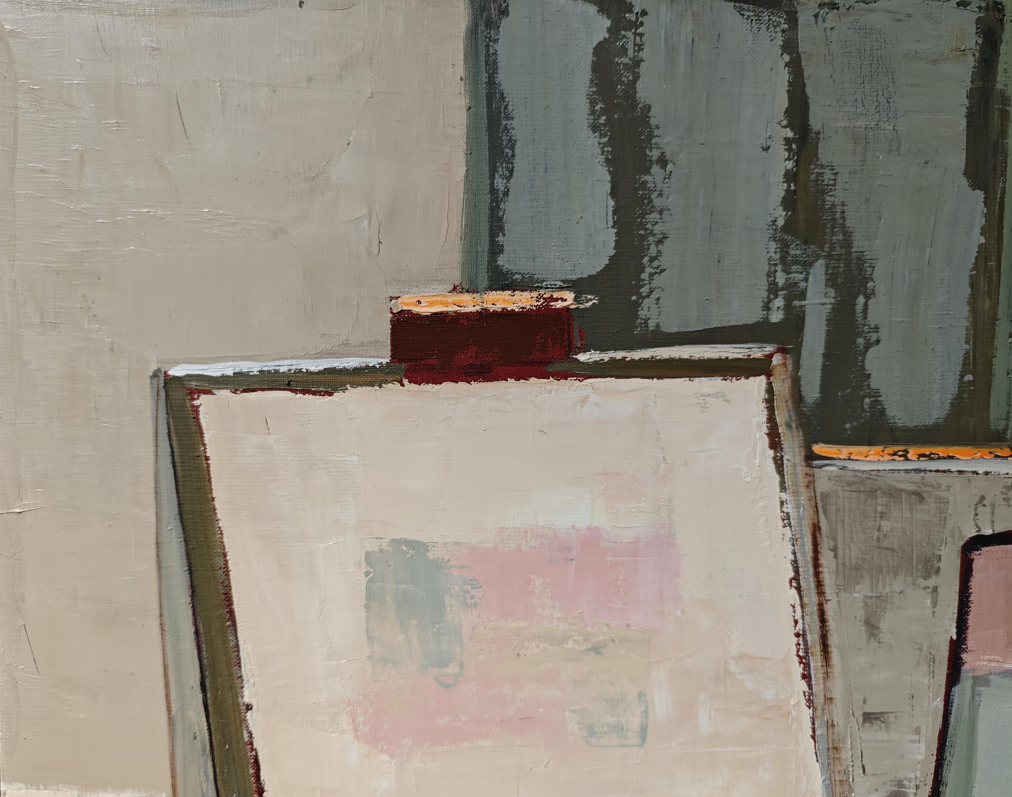 Medium: Oil on linen canvas, palette knife
Dimensions: 60 x 60 cm (23.6 x 23.6 in), 67 x 67 cm framed (26.4 x 26.4 in)
Frame: Choice of black or natural wood floating frame

Description:
In Interior Architecture, French contemporary painter Sophie