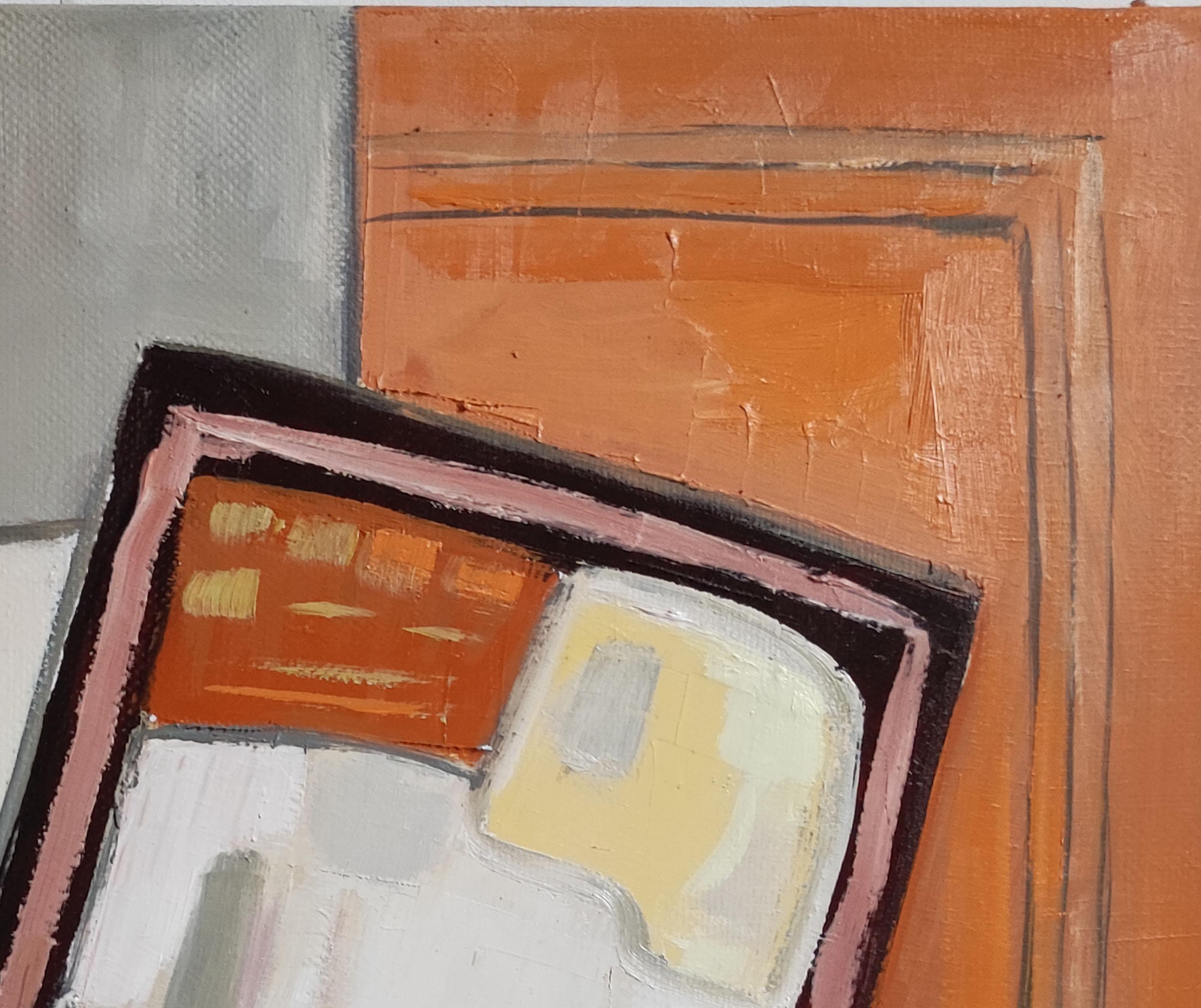 Jeu de cadres, Astratto, Cubismo, Olio su tela,  Arte moderna e contemporanea - Painting Cubismo analitico di SOPHIE DUMONT