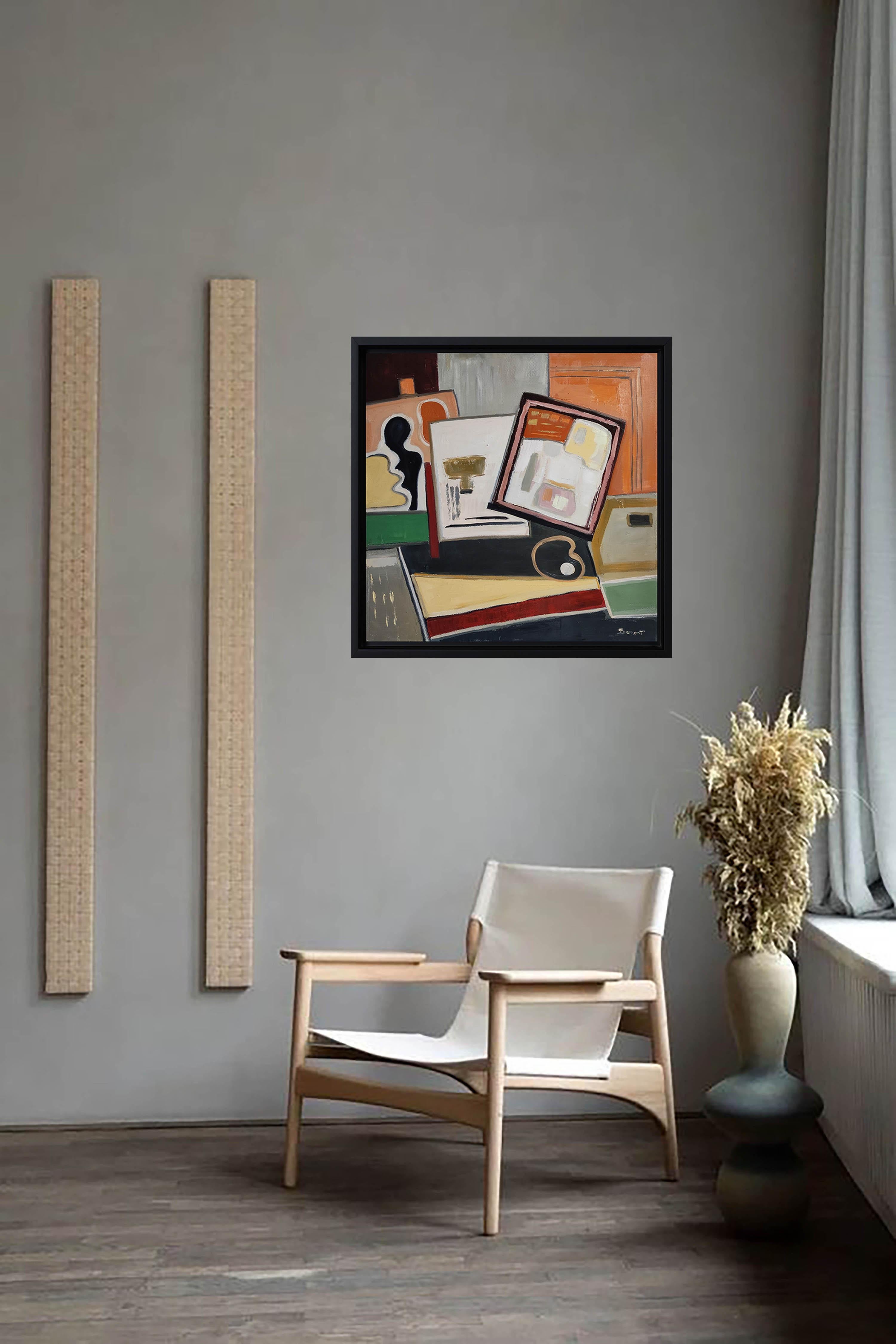 Jeu de cadres, Astratto, Cubismo, Olio su tela,  Arte moderna e contemporanea in vendita 3