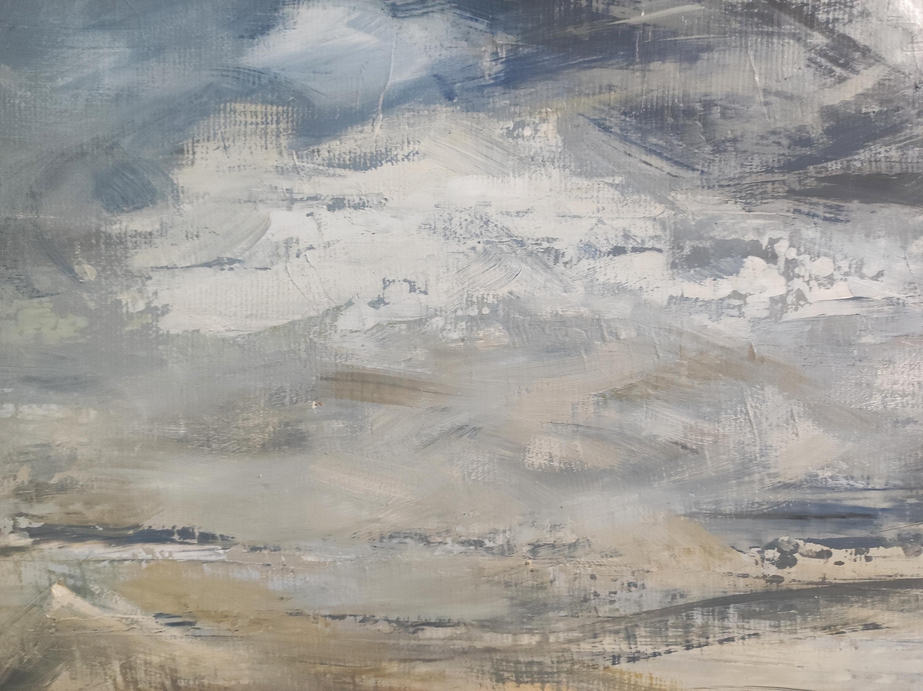 la côte fleurie, bord de mer, paysage abstrait, marine, huile sur toile 46x55 cm - Painting by SOPHIE DUMONT