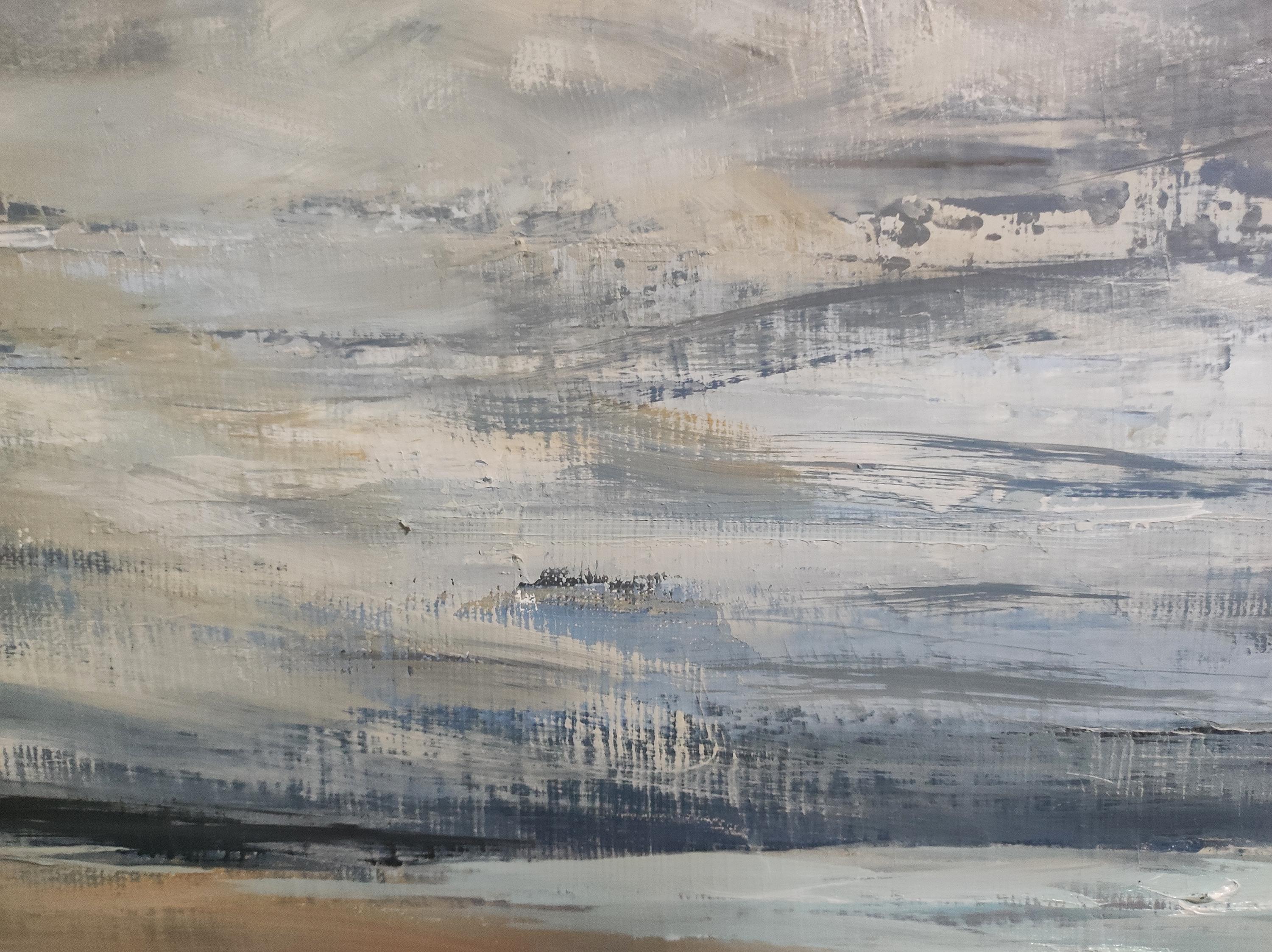 la côte fleurie, bord de mer, paysage abstrait, marine, huile sur toile 46x55 cm - Post-Impressionist Painting by SOPHIE DUMONT
