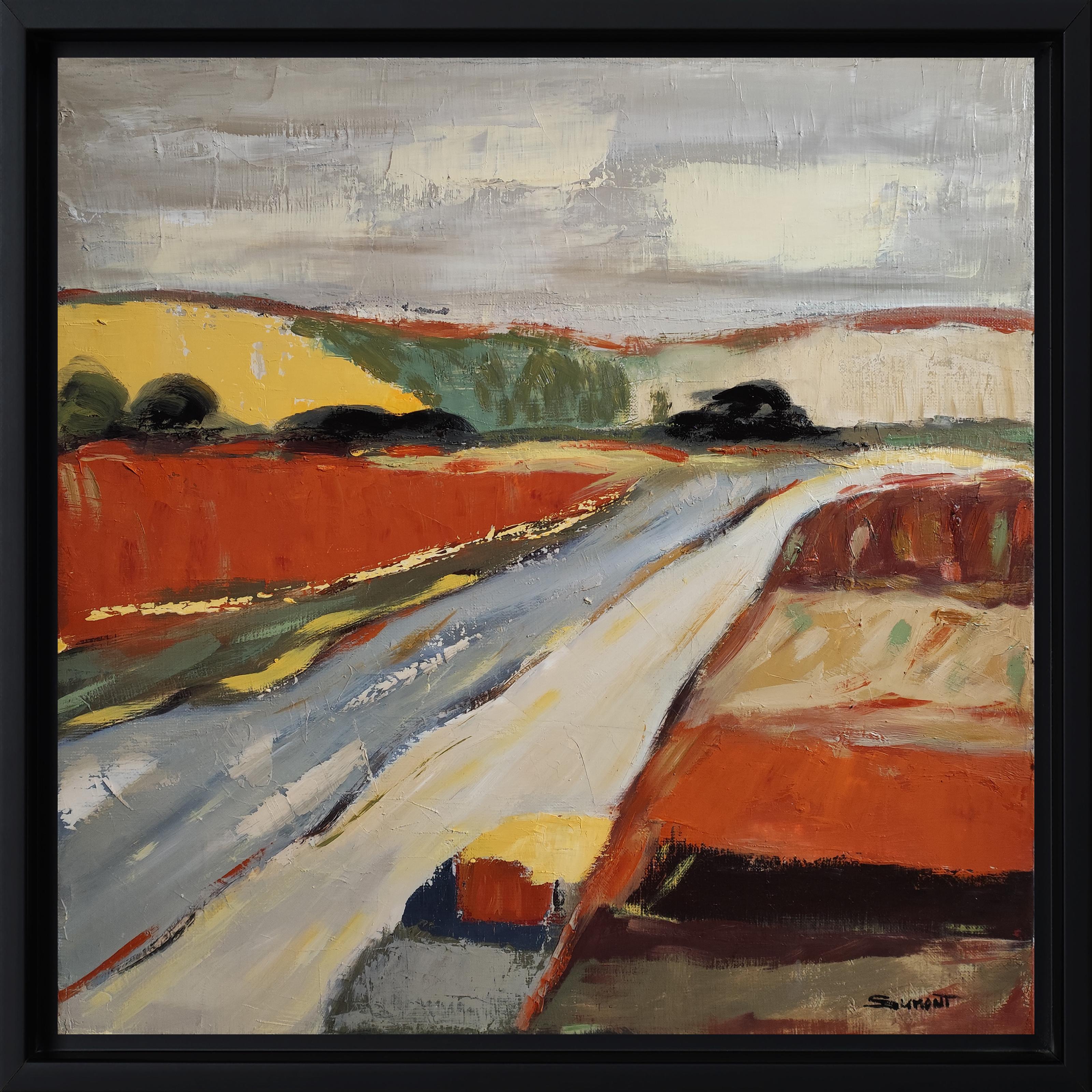 SOPHIE DUMONT Landscape Painting - "La Route des Saisons" – Abstract Landscape, Contemporary Art, French Artist