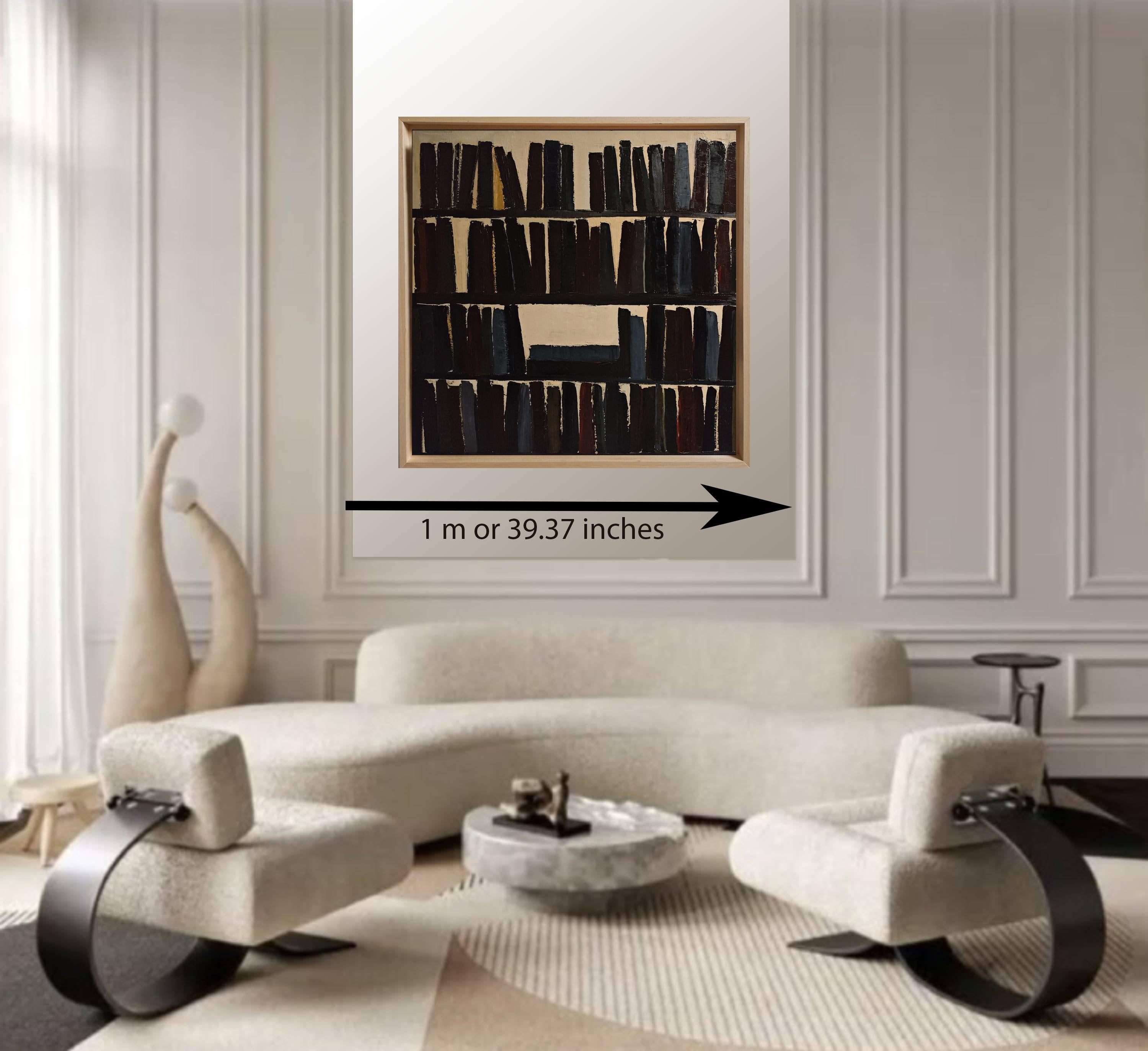 L'absence ecrite, abstracto, minimalismo, biblioteca, óleo sobre lienzo, textura, libros en venta 11