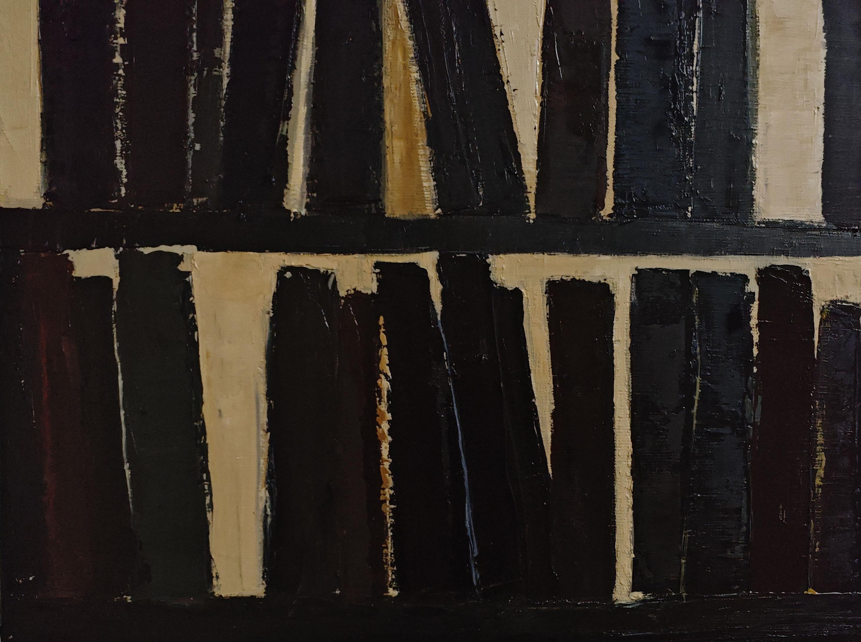 L'Absence Écrite est une œuvre saisissante qui joue sur les contrastes et les espaces vides pour exprimer subtilement une réflexion sur la connaissance et l'absence. À travers cette huile sur toile de 80 x 80 cm, Sophie Dumont, réputée pour son