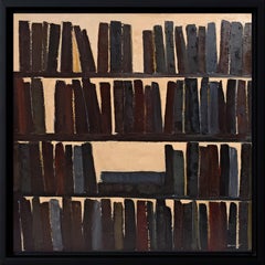 L'absence ecrite, astratto, minimalismo, biblioteca, olio su tela, texture, libri