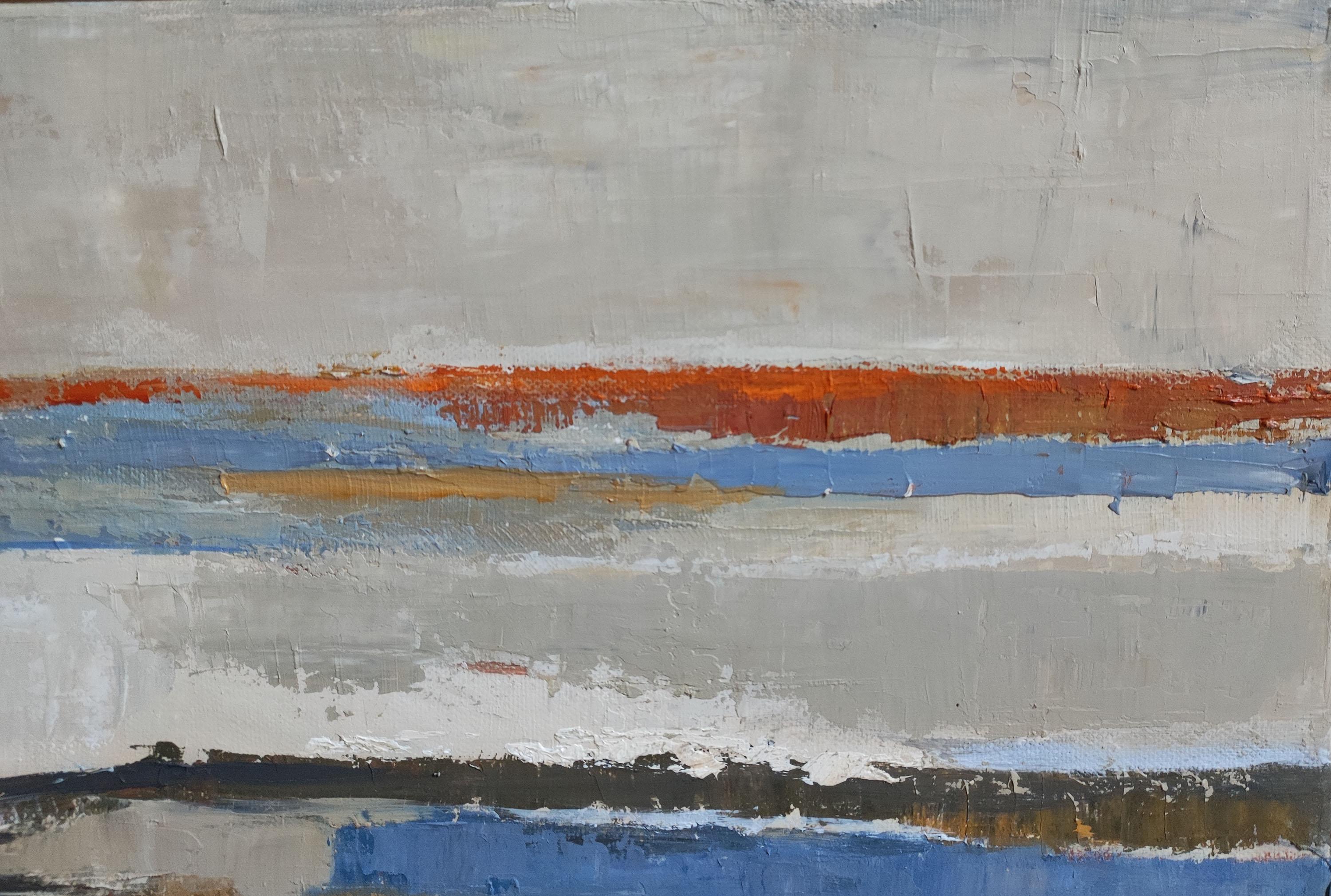 Lacis, Paesaggio astratto, Olio su tela, Arte contemporanea, Campi, Blu, Arancione in vendita 5
