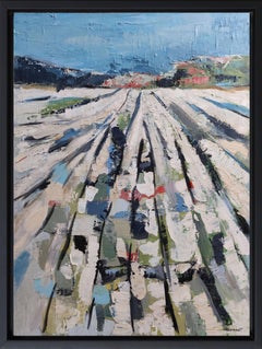 Landschaft, blaue Landschaft, abstrakter Expressionismus, Öl auf Leinwand, Textur