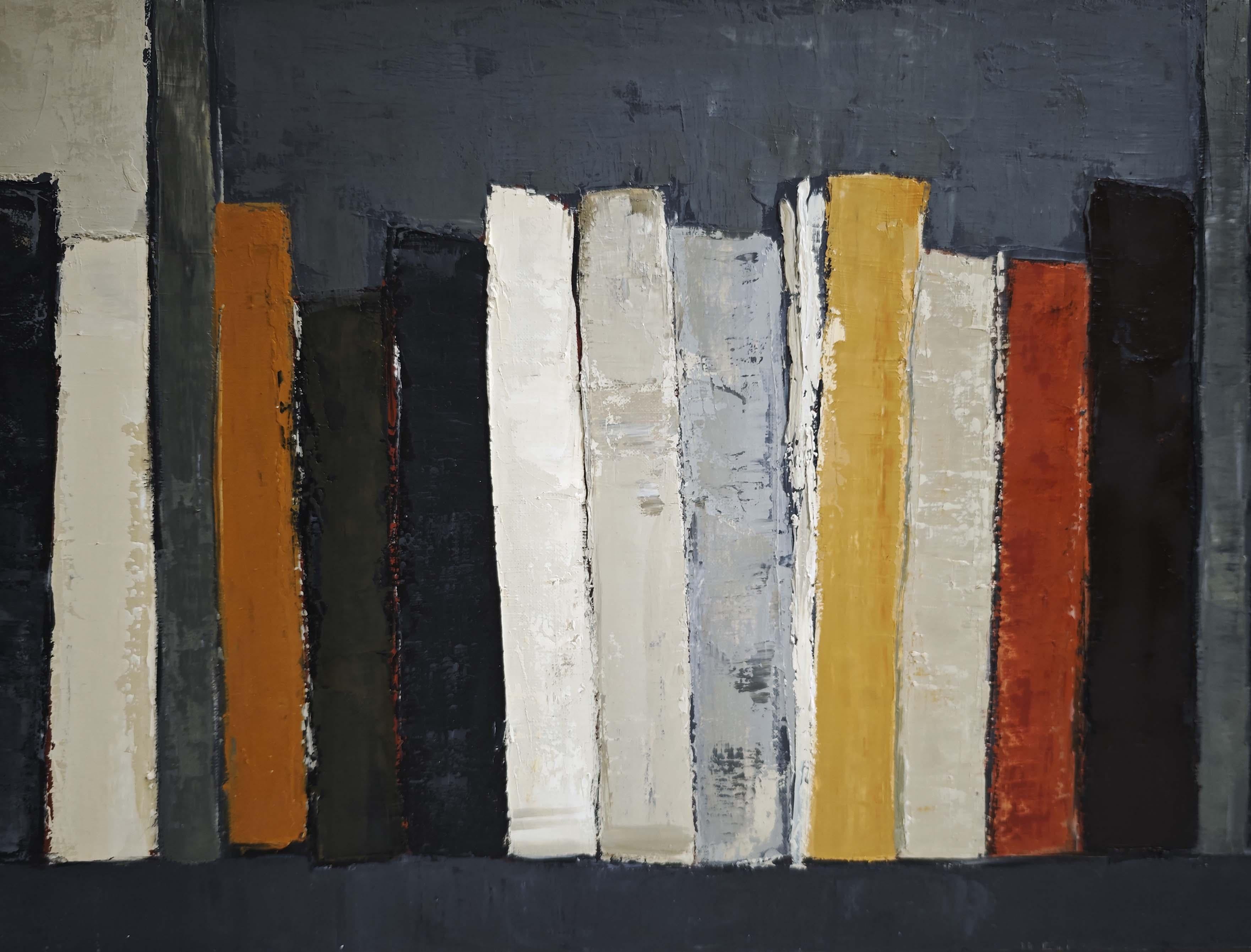 Lignes de pensée, Astratto, Biblioteca nera, Espressionismo contemporaneo, Olio in vendita 8