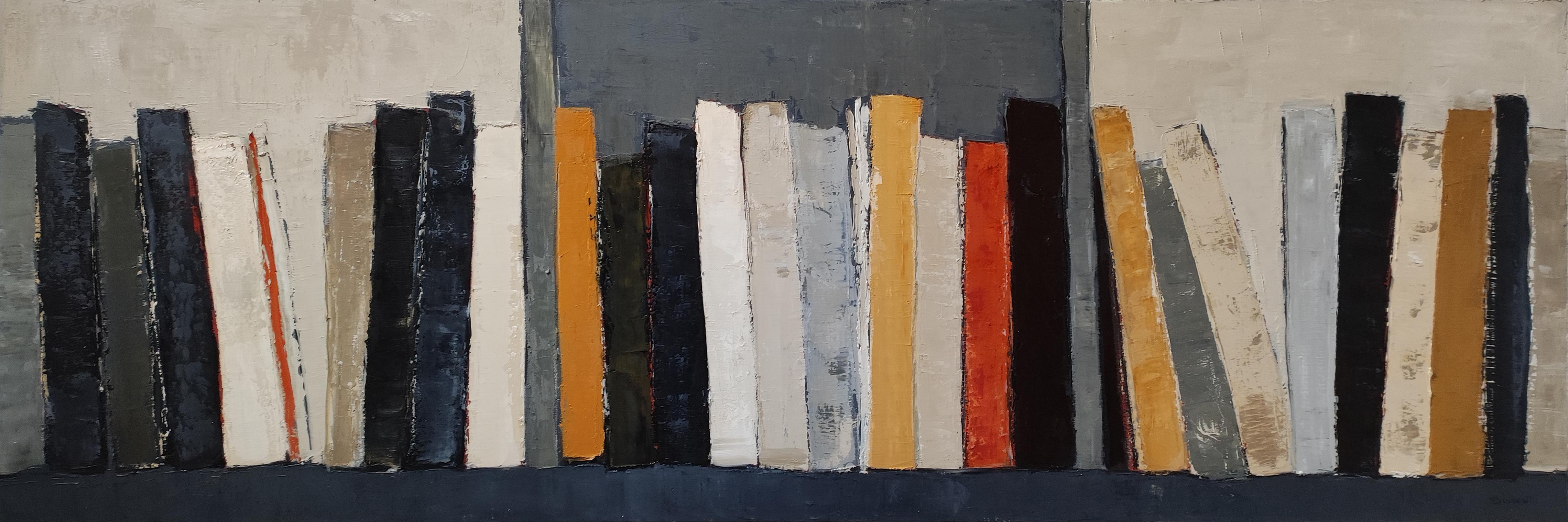 Lignes de pensée, Astratto, Biblioteca nera, Espressionismo contemporaneo, Olio - Painting di SOPHIE DUMONT