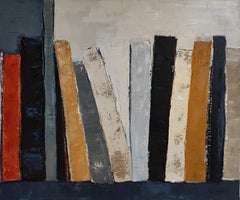 Large Textured Library Painting – Abstract Oil on Canvas by  Sophie Dumont