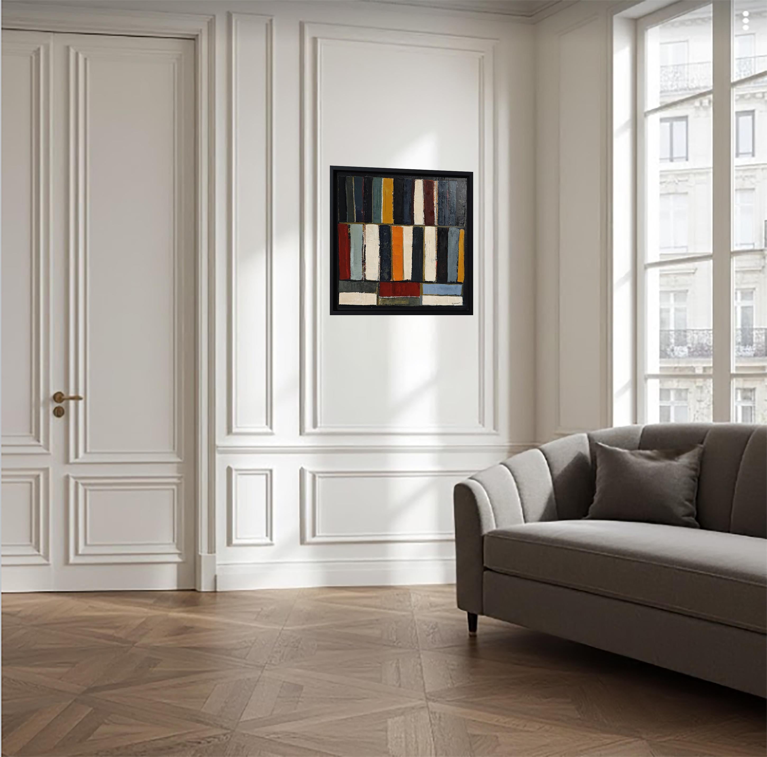 Schichten von Farben - Moderne abstrakte Malerei, Geometrisch, Original Öl auf Leinwand im Angebot 6