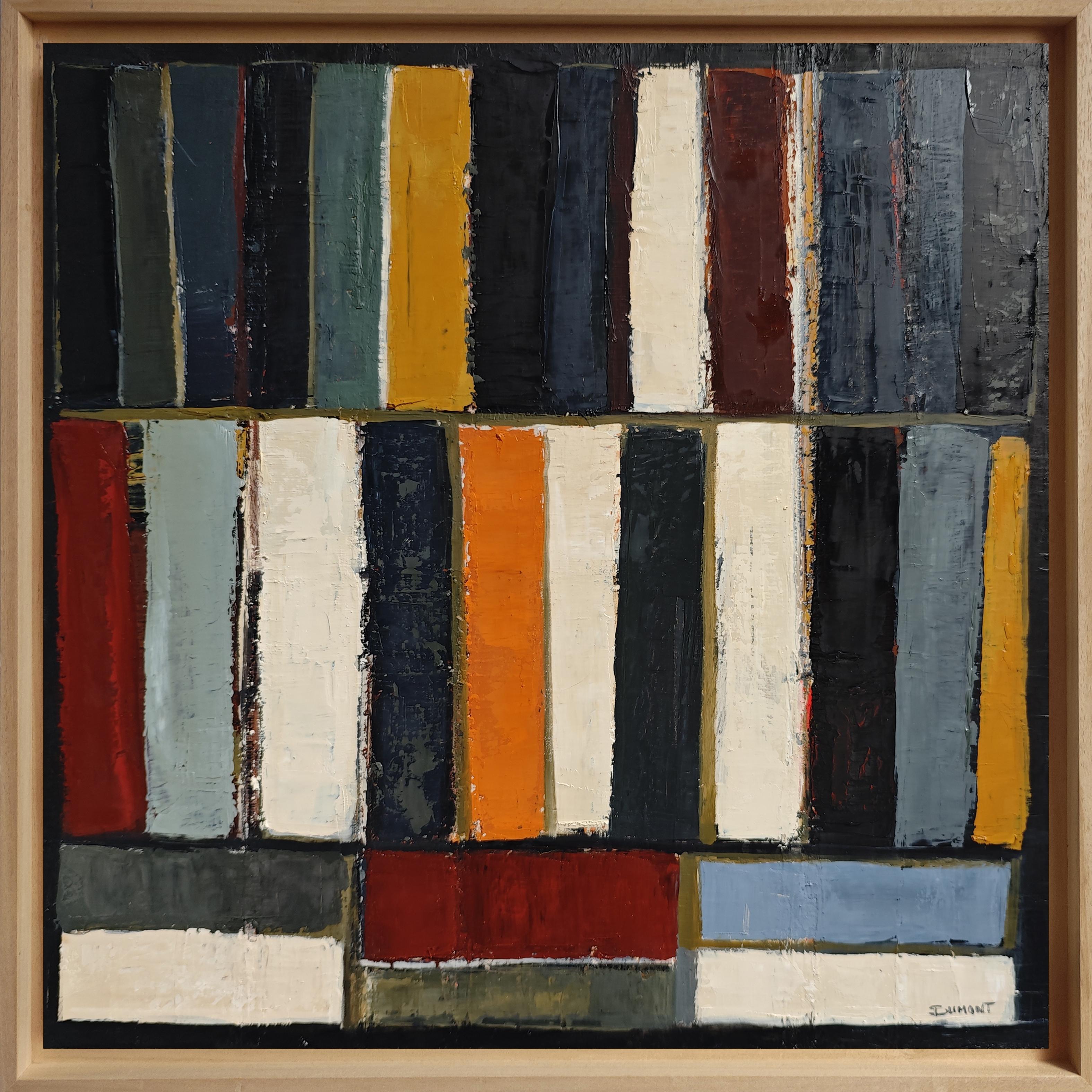 Schichten von Farben - Moderne abstrakte Malerei, Geometrisch, Original Öl auf Leinwand – Painting von SOPHIE DUMONT