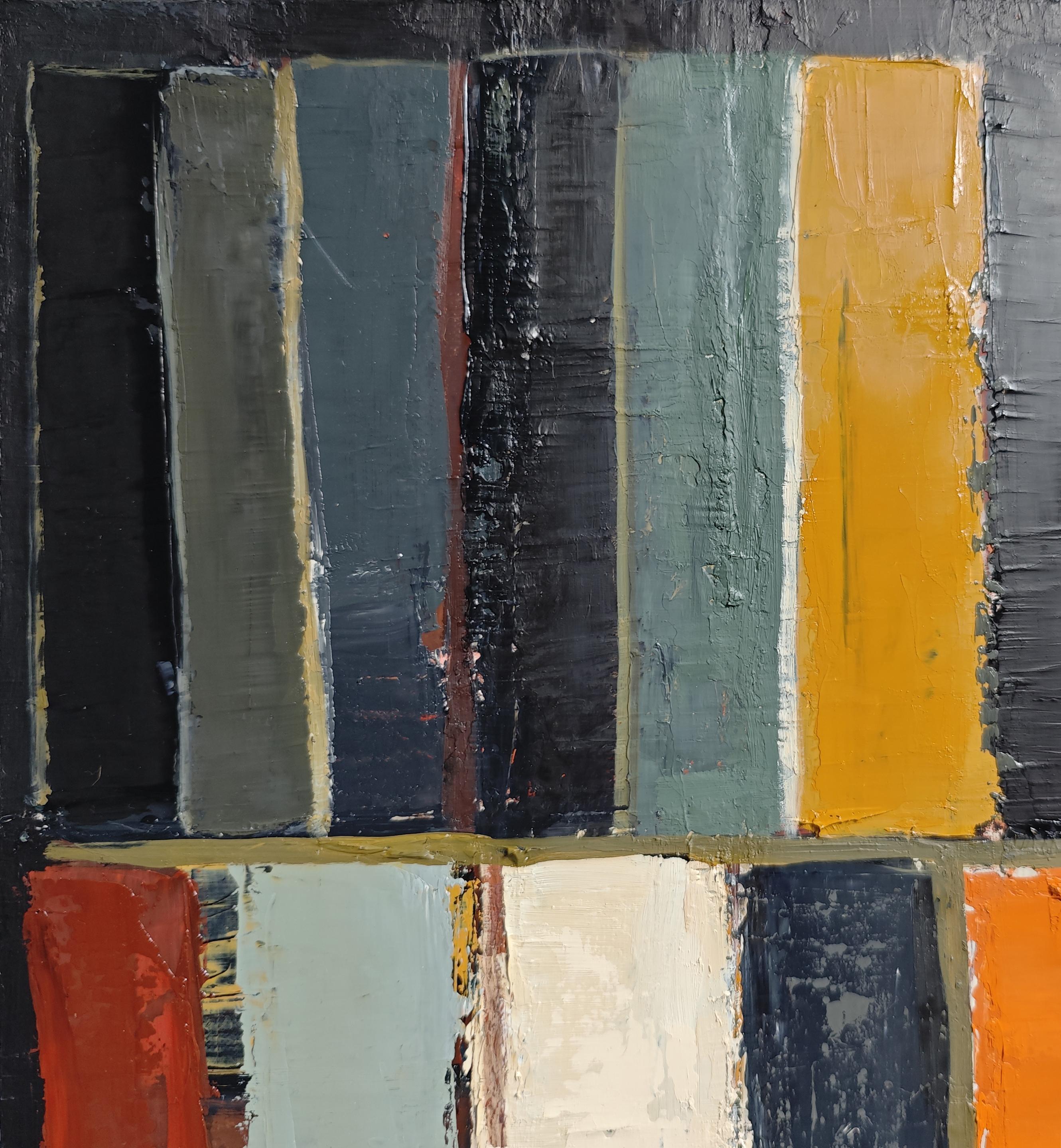 Schichten von Farben - Moderne abstrakte Malerei, Geometrisch, Original Öl auf Leinwand (Abstrakter Expressionismus), Painting, von SOPHIE DUMONT