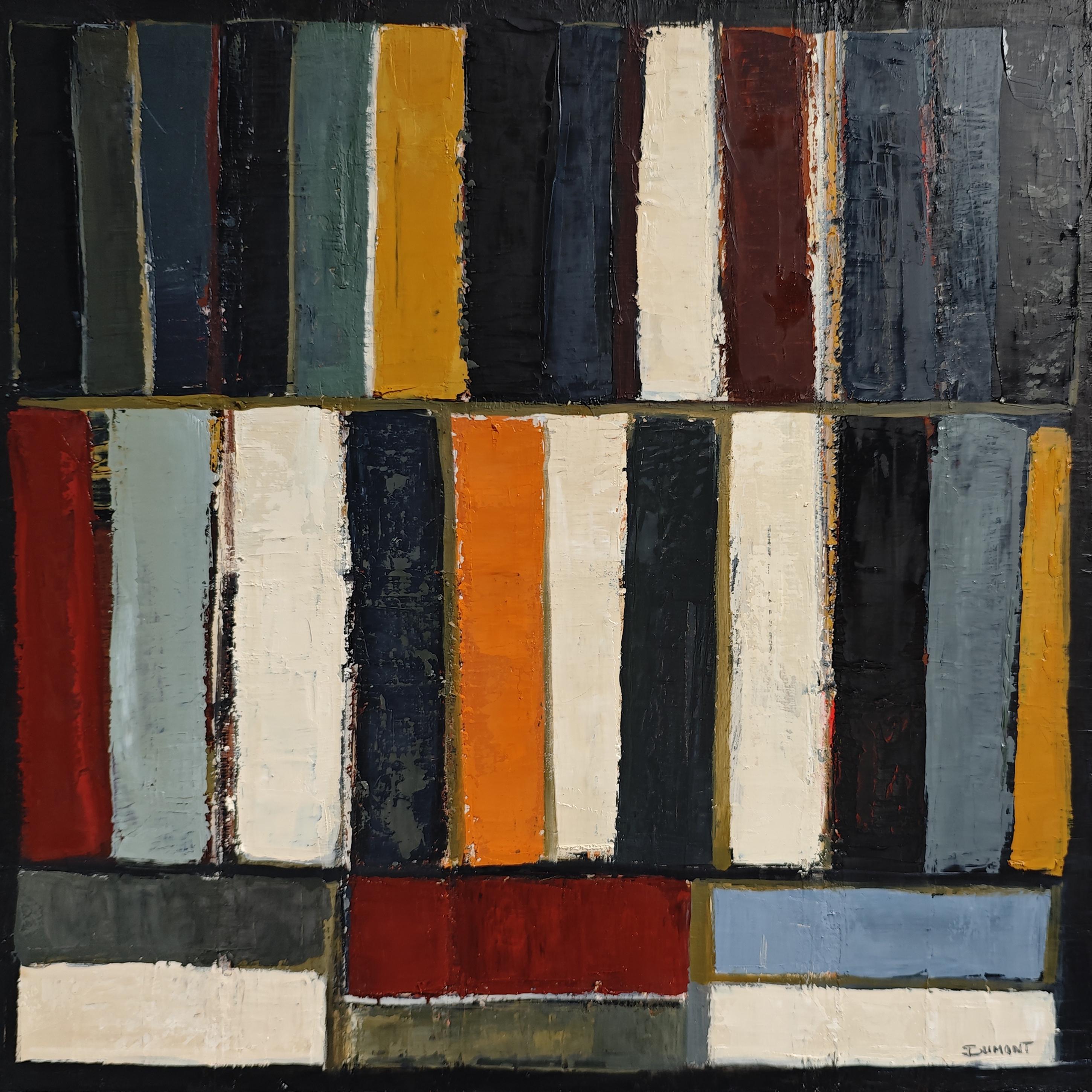 Schichten von Farben - Moderne abstrakte Malerei, Geometrisch, Original Öl auf Leinwand im Angebot 1