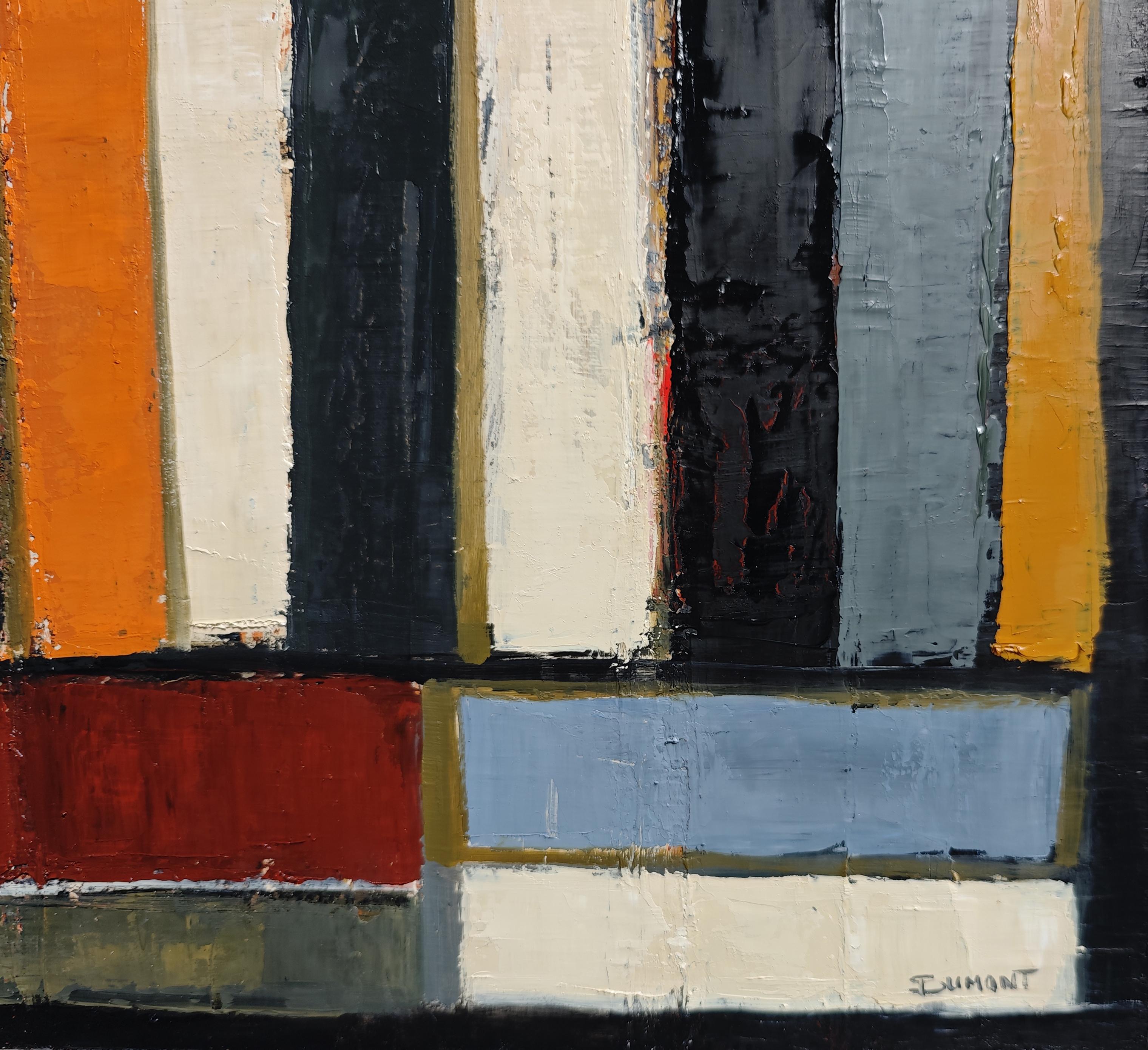 Schichten von Farben - Moderne abstrakte Malerei, Geometrisch, Original Öl auf Leinwand im Angebot 4