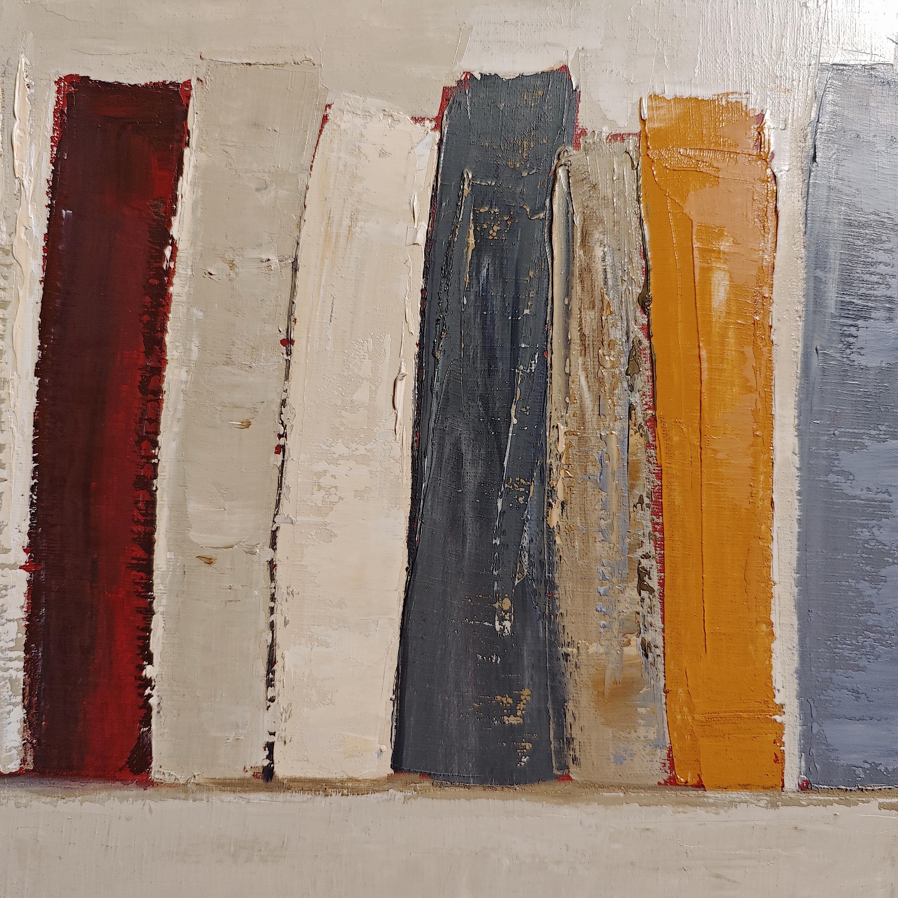 Strati di storia, astratto, Minimalismo, biblioteca, Colori, libri, Contemporaneo in vendita 12