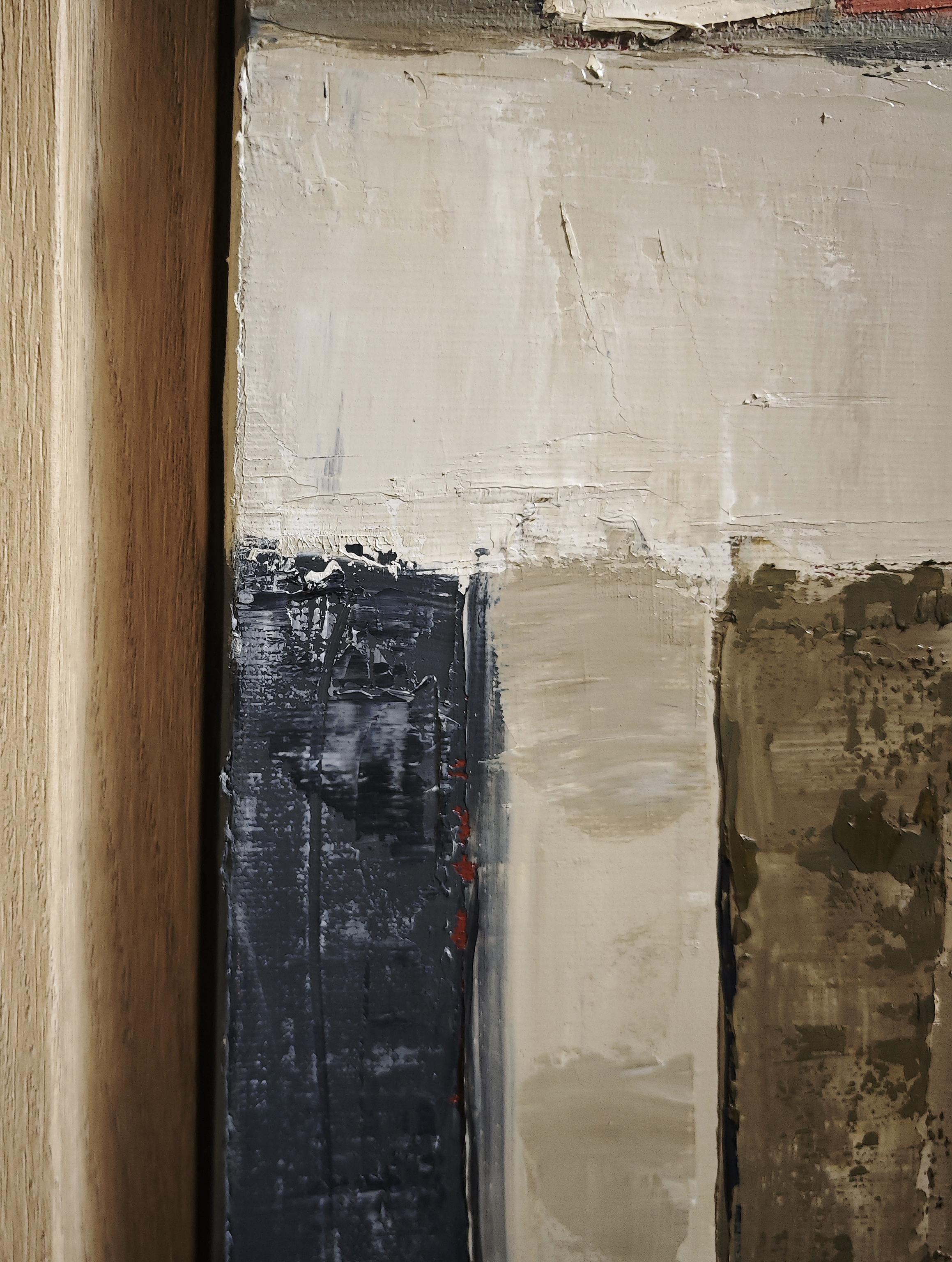 Strati di storia, astratto, Minimalismo, biblioteca, Colori, libri, Contemporaneo - Abstract Painting Nero di SOPHIE DUMONT