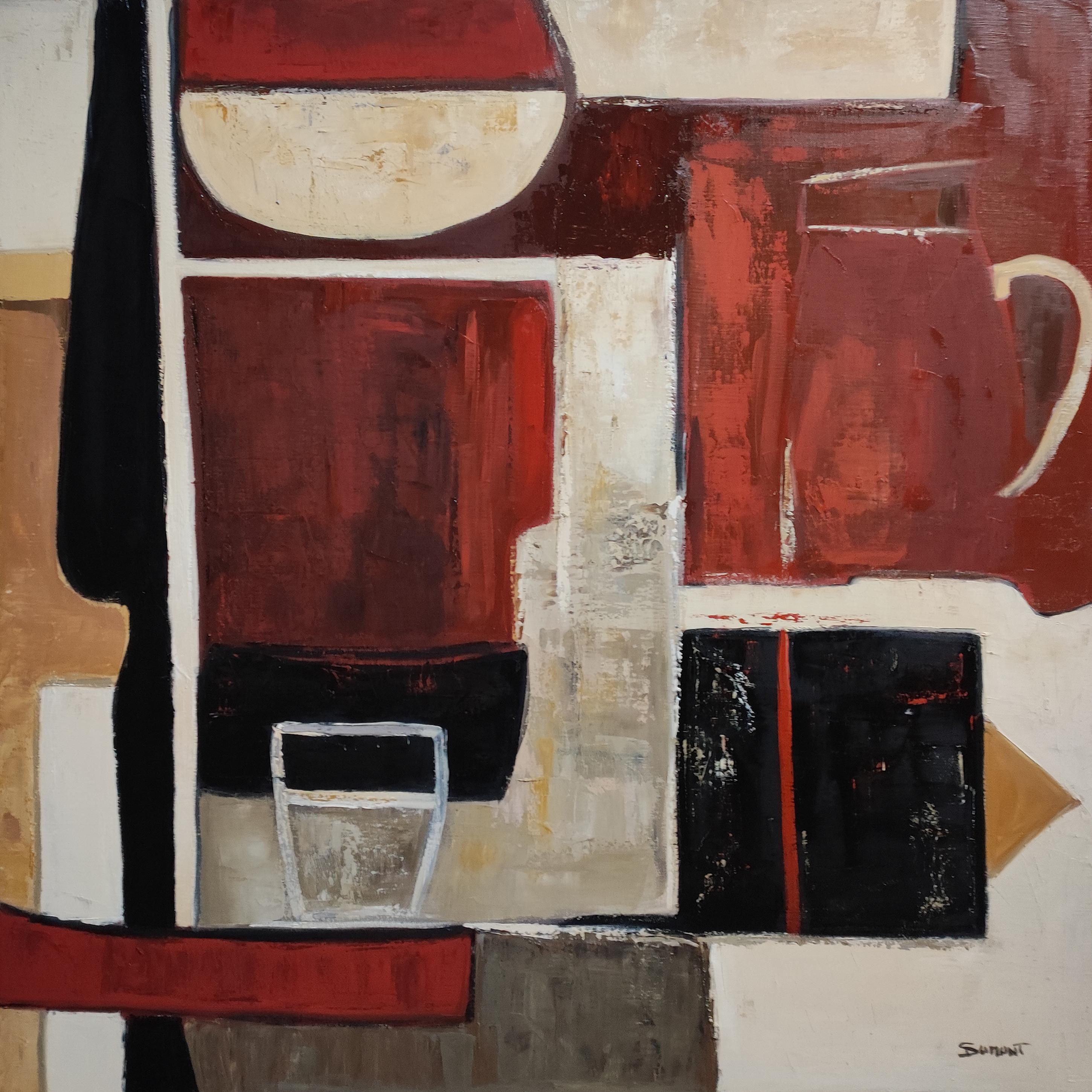 Le poids des couleurs- Pintura al óleo con textura, composición geométrica, abstracta en venta 5