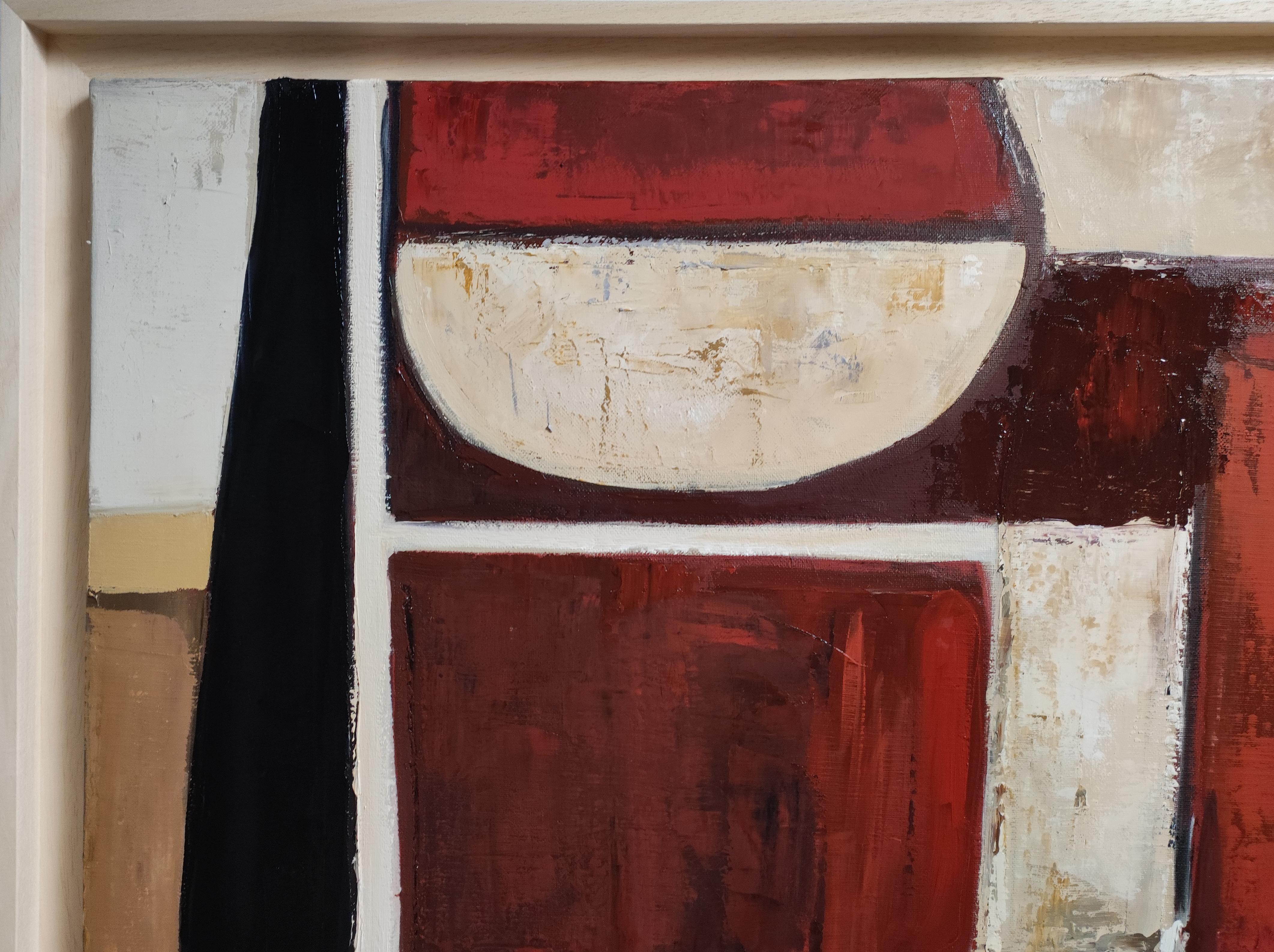 Le Poids des Couleurs ejemplifica el refinado enfoque de Sophie Dumont de la abstracción contemporánea, donde el color, la estructura y el equilibrio se tratan como elementos arquitectónicos. En esta composición, el artista orquesta rojos profundos,