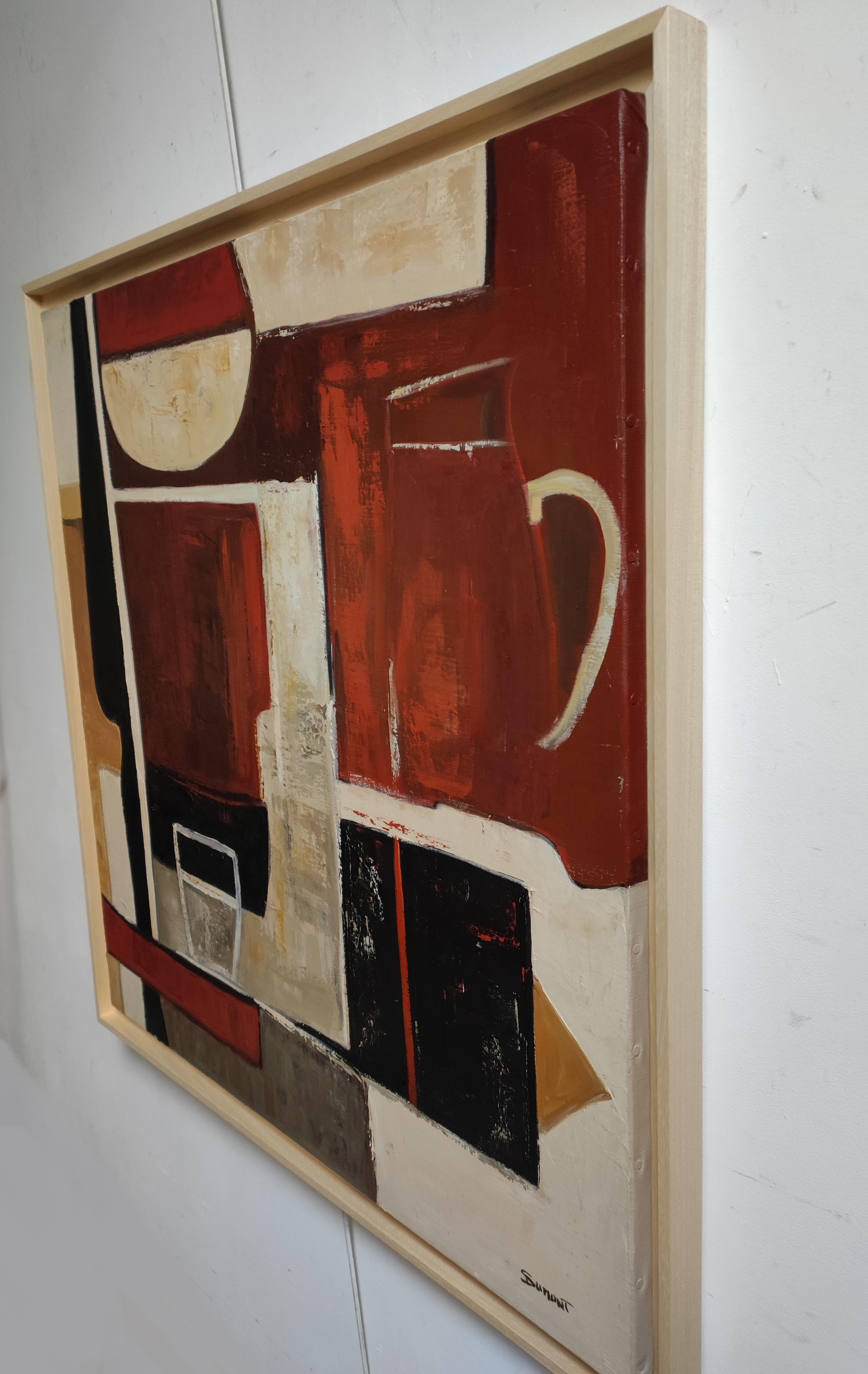 Le poids des couleurs- Pintura al óleo con textura, composición geométrica, abstracta en venta 2