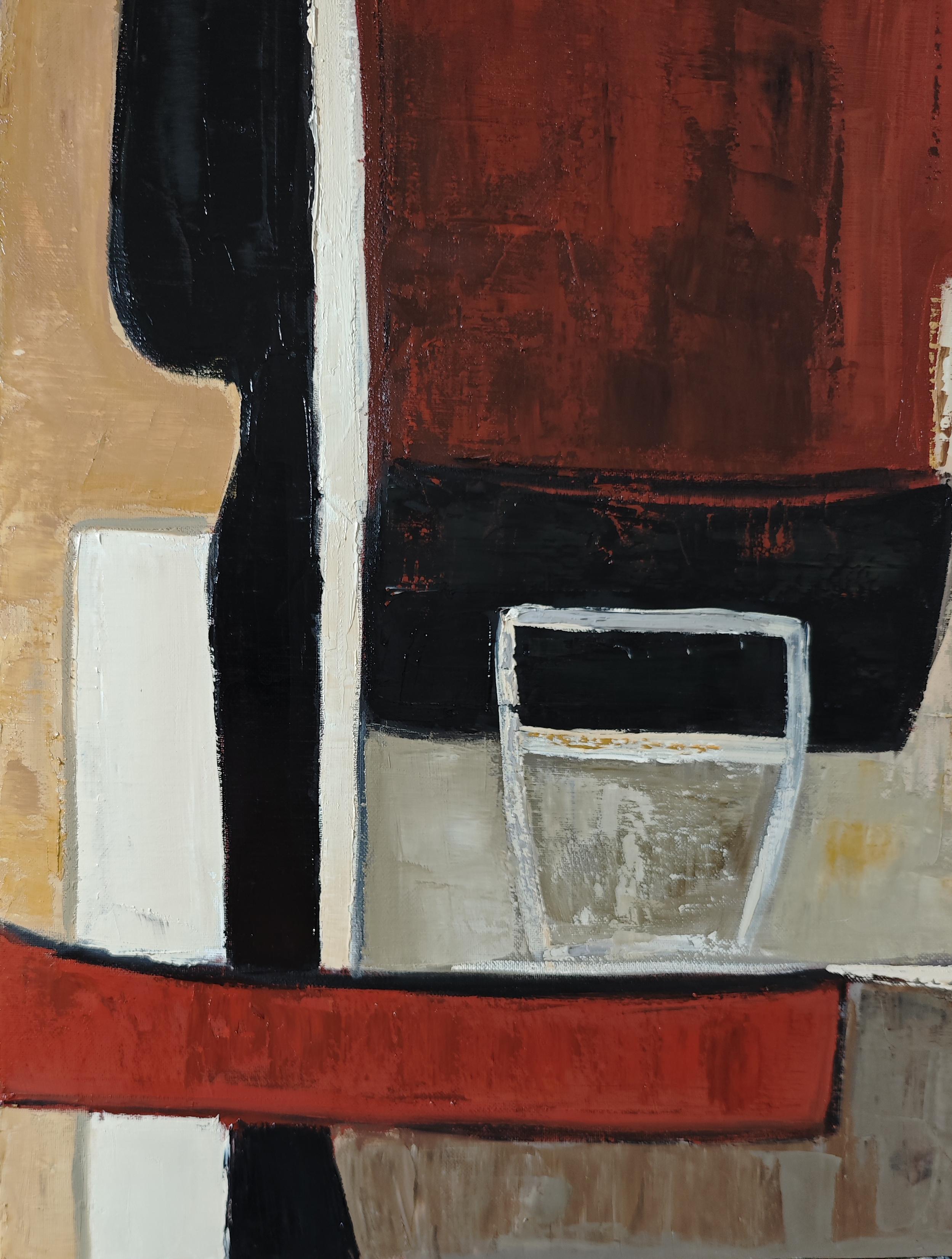 Le poids des couleurs- Textured Oil Painting, Geometric, Abstract composition For Sale 5