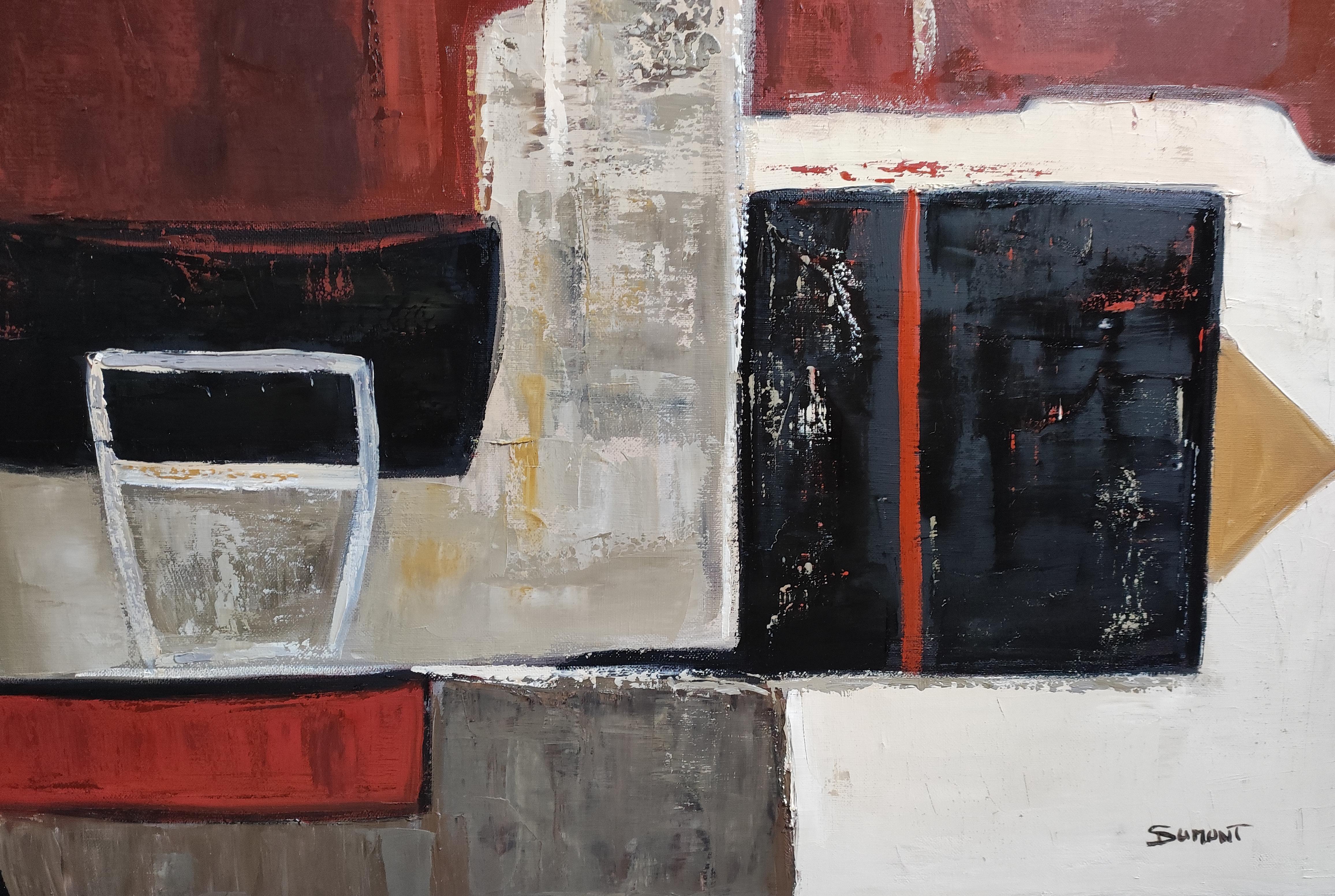 Le poids des couleurs- Pintura al óleo con textura, composición geométrica, abstracta en venta 4