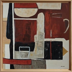 Le poids des couleurs- Textured Oil Painting, Geometric, Abstract composition