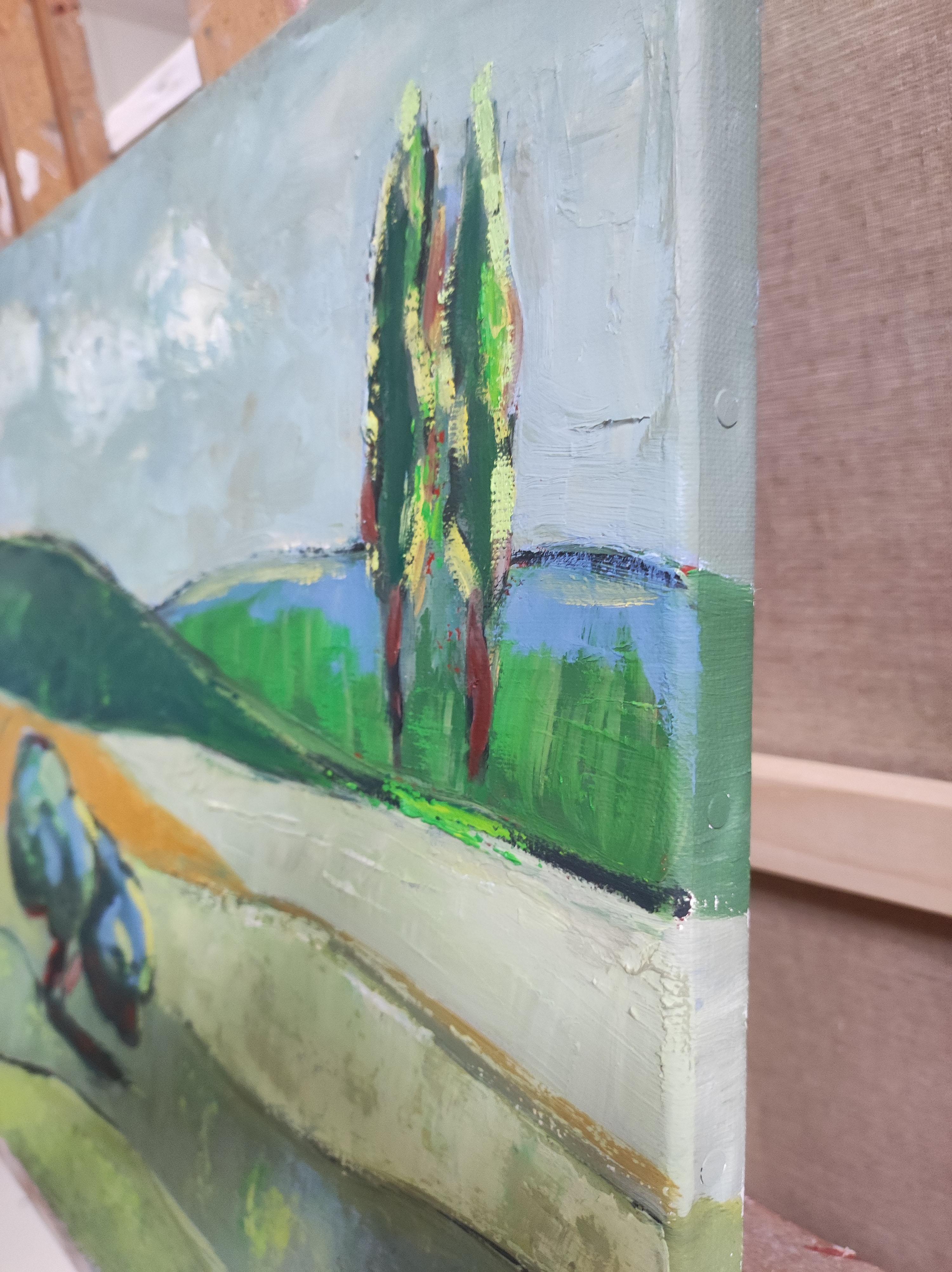 Le Sud, campagna francese, paesaggio verde, olio su tela, espressionismo 1