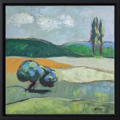 Le Sud, campagna francese, paesaggio verde, olio su tela, espressionismo