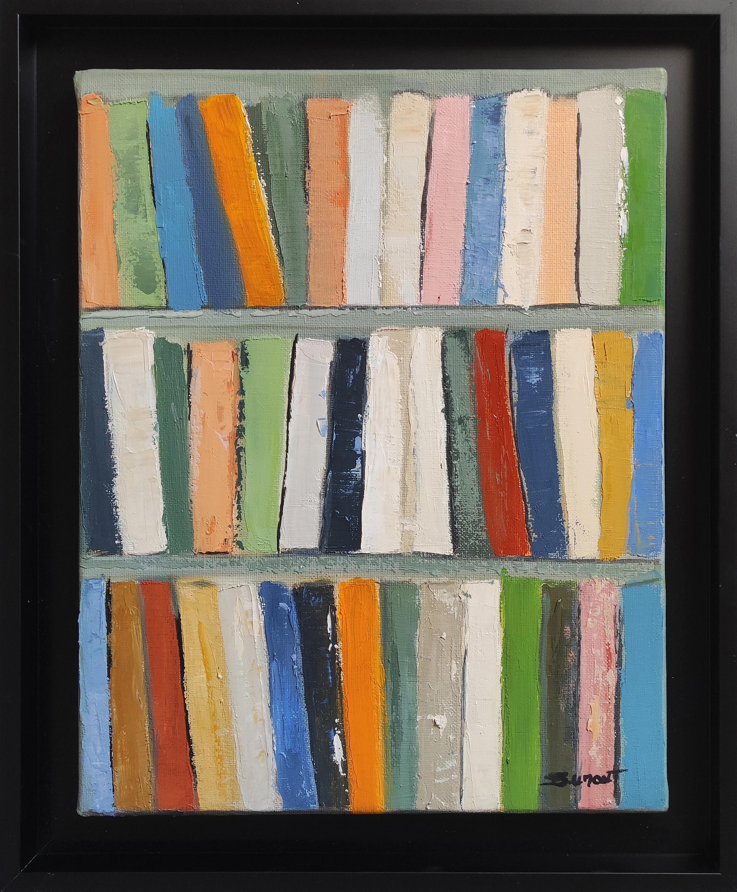 SOPHIE DUMONT Abstract Painting – legendes, mehrfarbiges Öl auf Leinwand, Bücher, abstrakt; zeitgenössischer Expressionismus