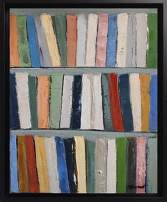 Legendes, huile multicolore sur toile, livres, abstrait ; expressionnisme contemporain
