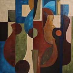 „L'équilibre des voix“, zeitgenössisches großes abstraktes Ölgemälde, 106,7 x 106,7 cm
