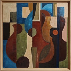 „L'équilibre des voix“, zeitgenössisches großes abstraktes Ölgemälde, 106,7 x 106,7 cm