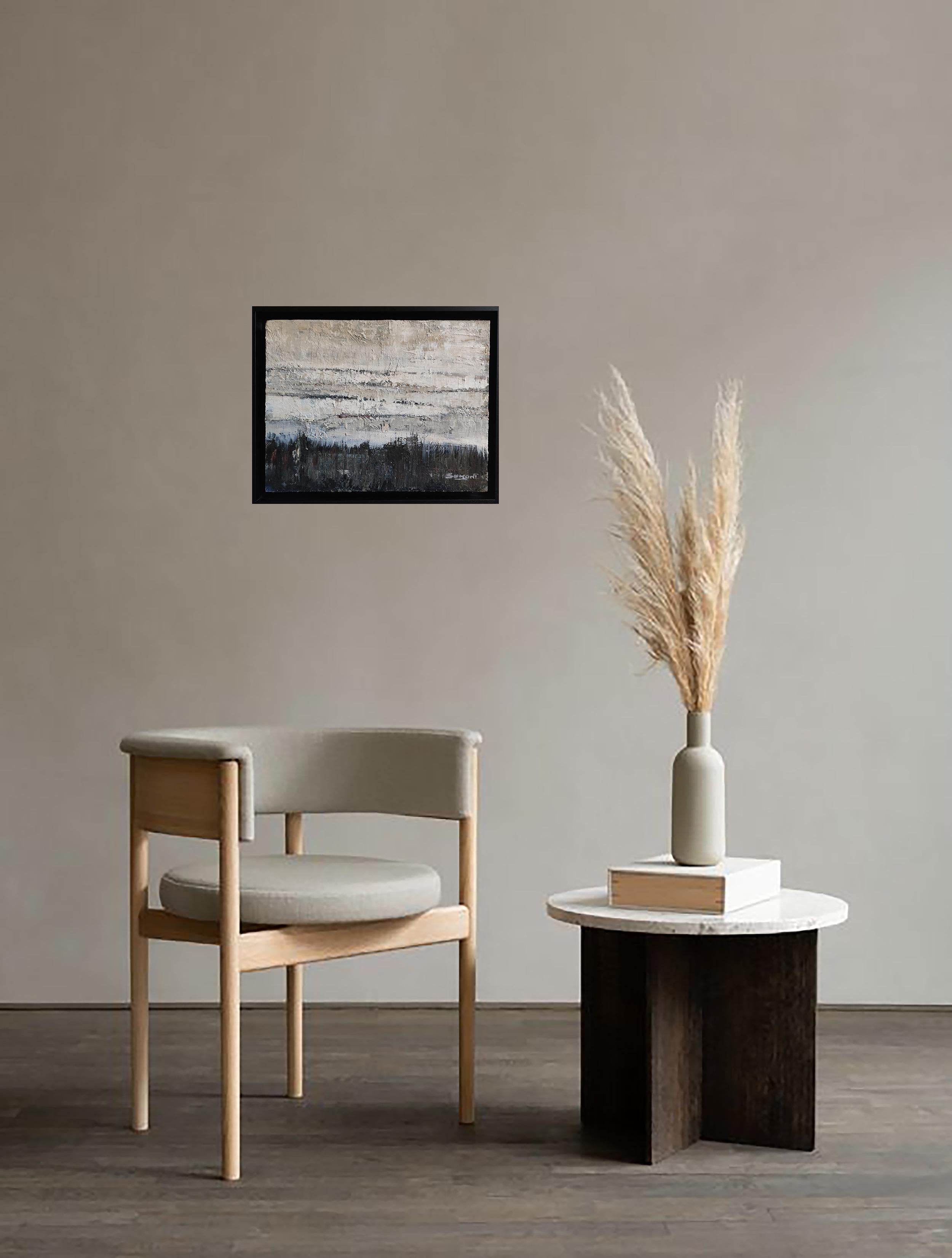 Les dunes, Olio su tavola, Paesaggio astratto, Moderno, Espressionismo, Grigio - Painting di SOPHIE DUMONT