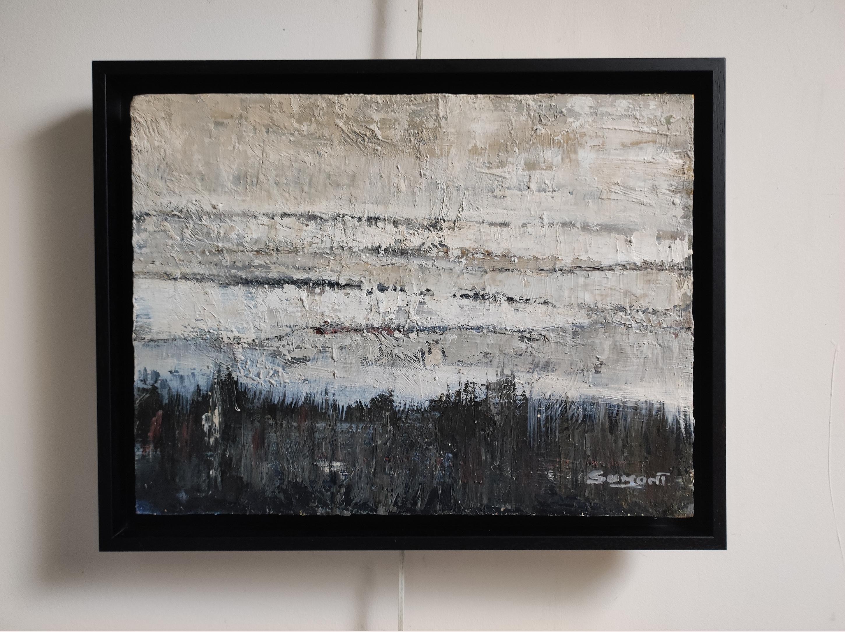 Les dunes, Olio su tavola, Paesaggio astratto, Moderno, Espressionismo, Grigio 4