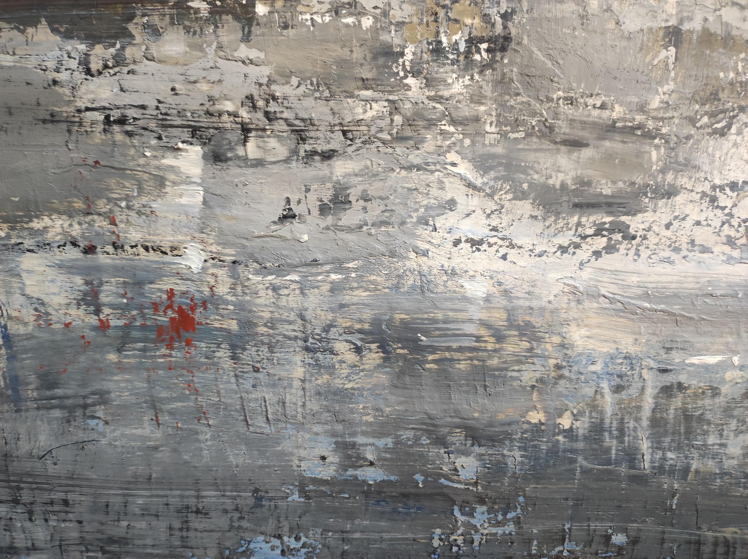 les falaises grises, Astratto, scogliere blu e grigie, Moderno, Impasto, Francese in vendita 2