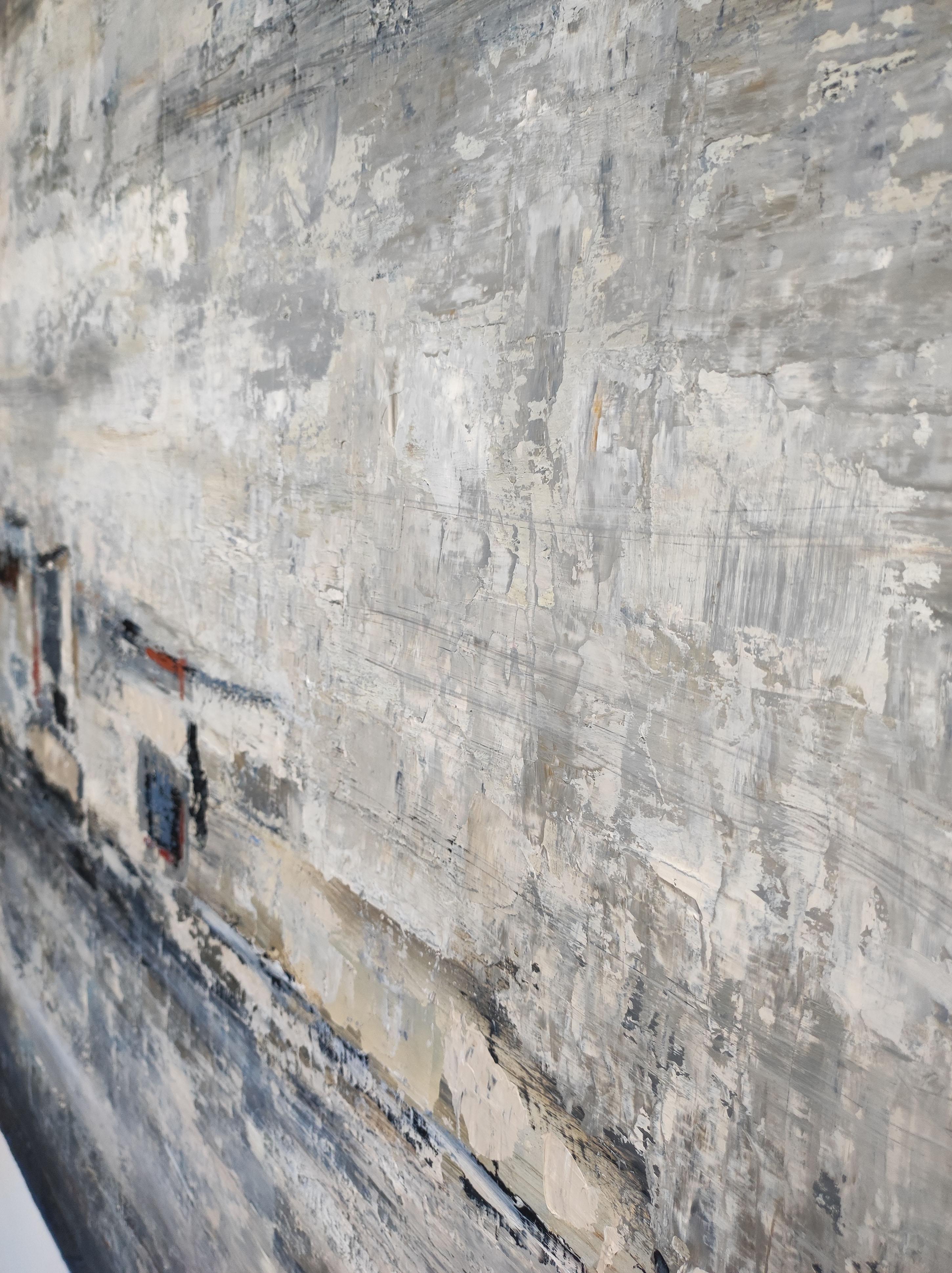 les falaises grises, Astratto, scogliere blu e grigie, Moderno, Impasto, Francese in vendita 4