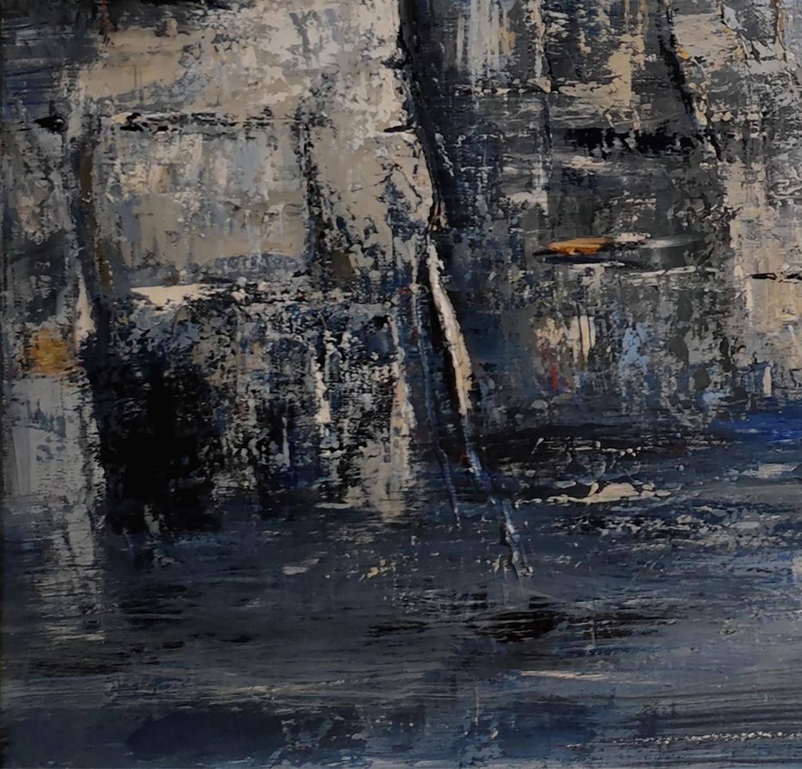Les falaises, Paisaje marino, Figurativo, Óleo sobre lienzo, Expresionismo, Acantilado, Azul en venta 2