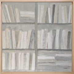 les incunables, monochrome, white, libraries serie, japandi, oil, textured
