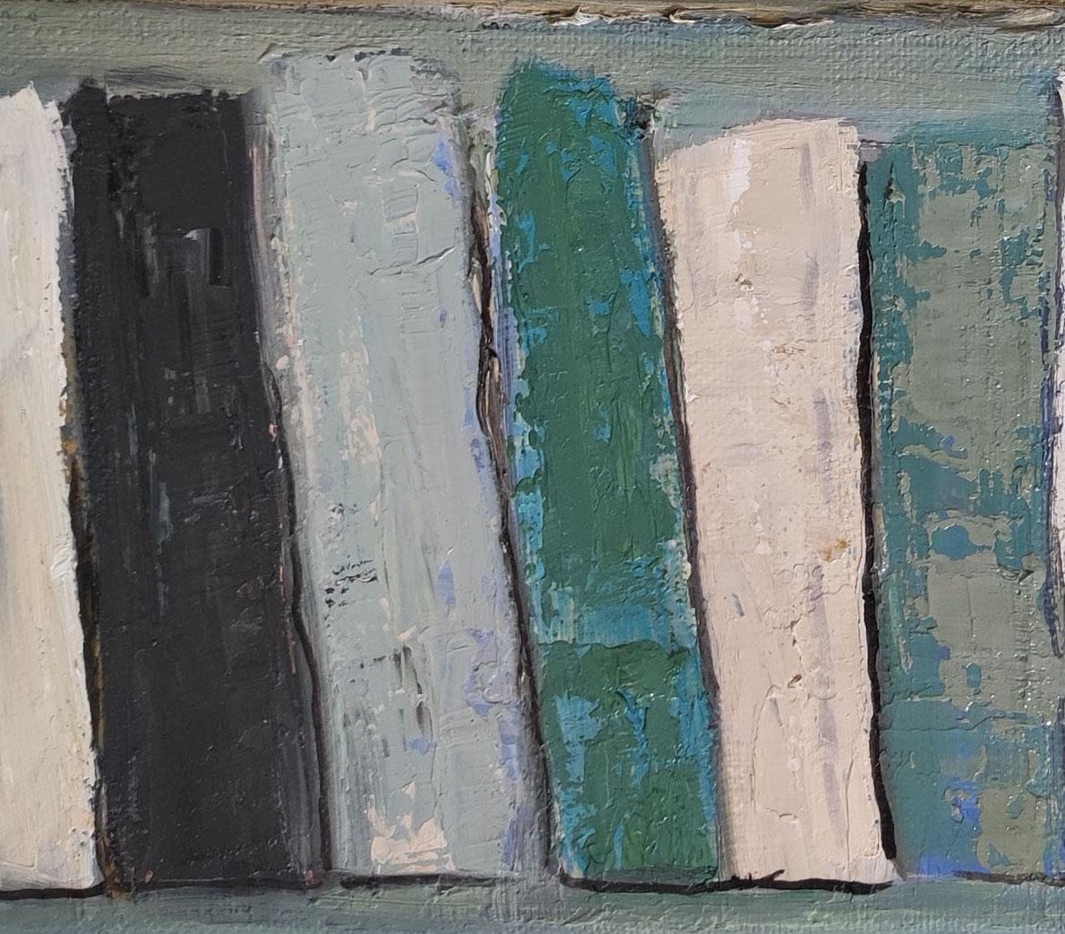 les livres, colorful abstract,  oil on canvas, libraries series, expressionism For Sale 6