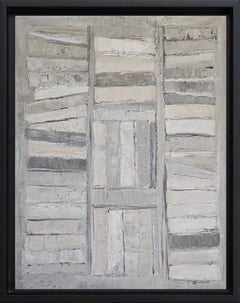 "Les Livres Blancs" – Abstract Monochrome Library, French Contemporary Oil Paint