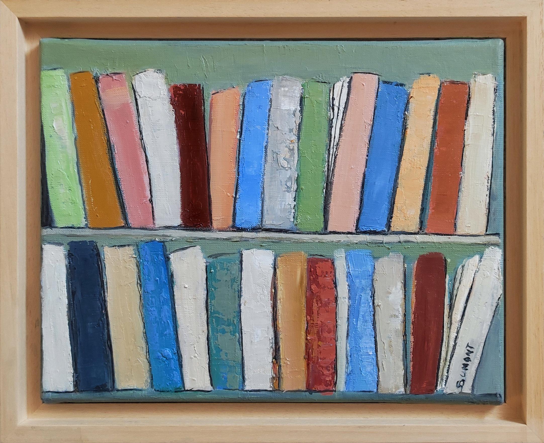les livres, astratto colorato,  olio su tela, serie biblioteche, espressionismo - Painting di SOPHIE DUMONT
