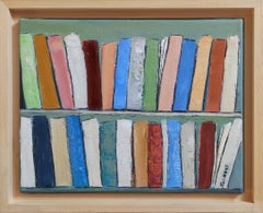 les livres, colorful abstract,  oil on canvas, libraries series, expressionism